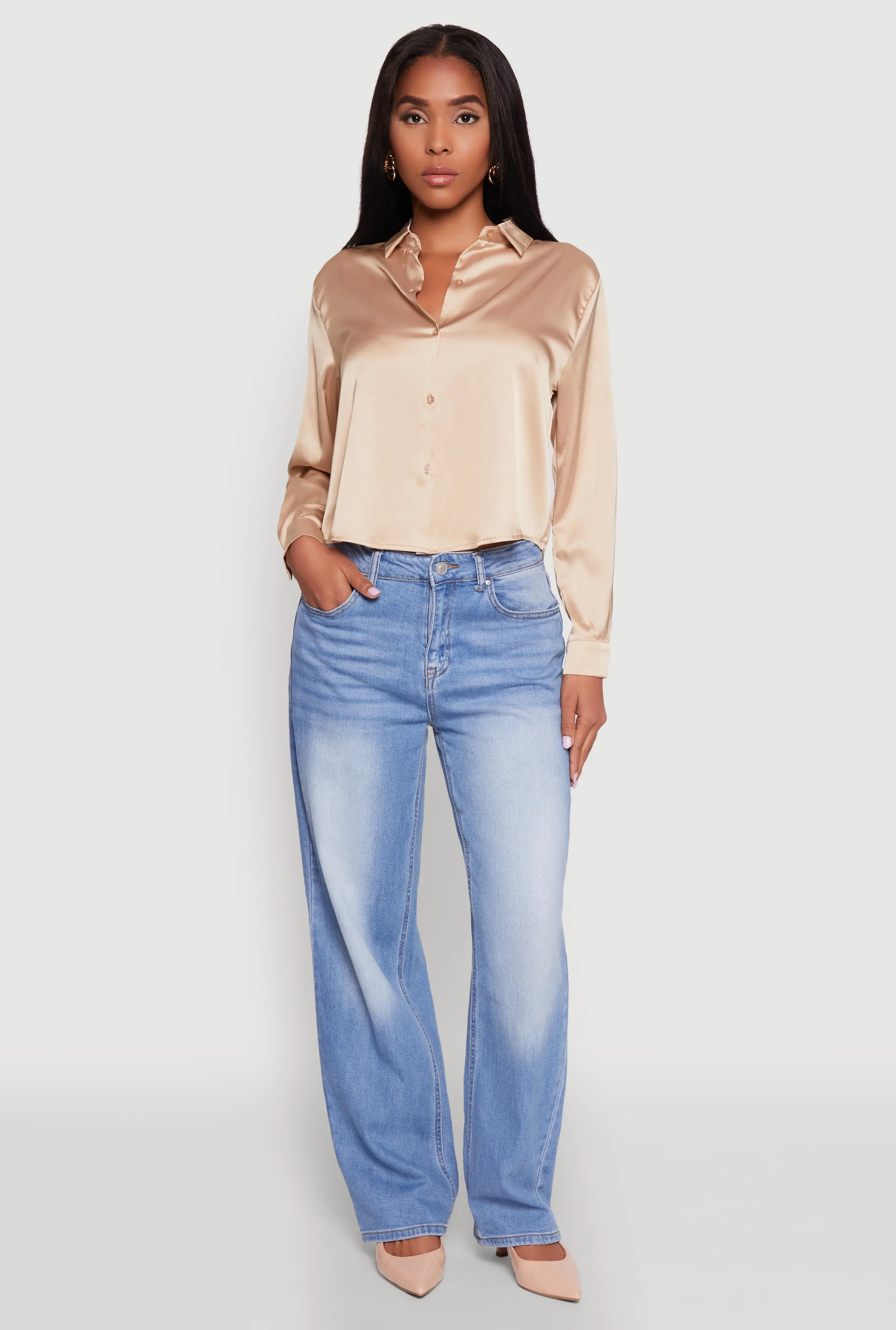 Satin Long Sleeve Shirt sold by Rainbow