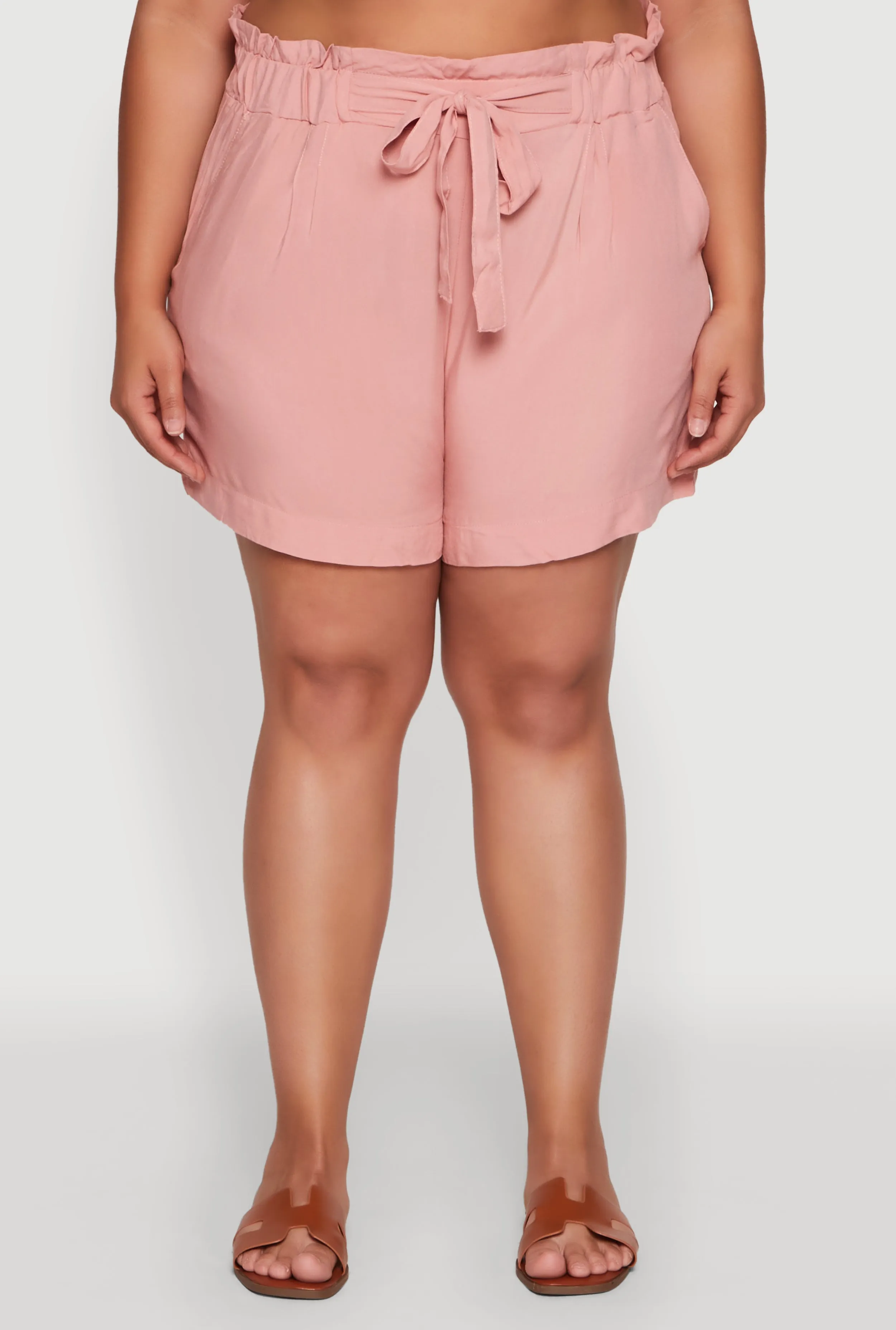 Plus Size Tie Waist Paper Bag Shorts sold by Rainbow product image thumbnail 5