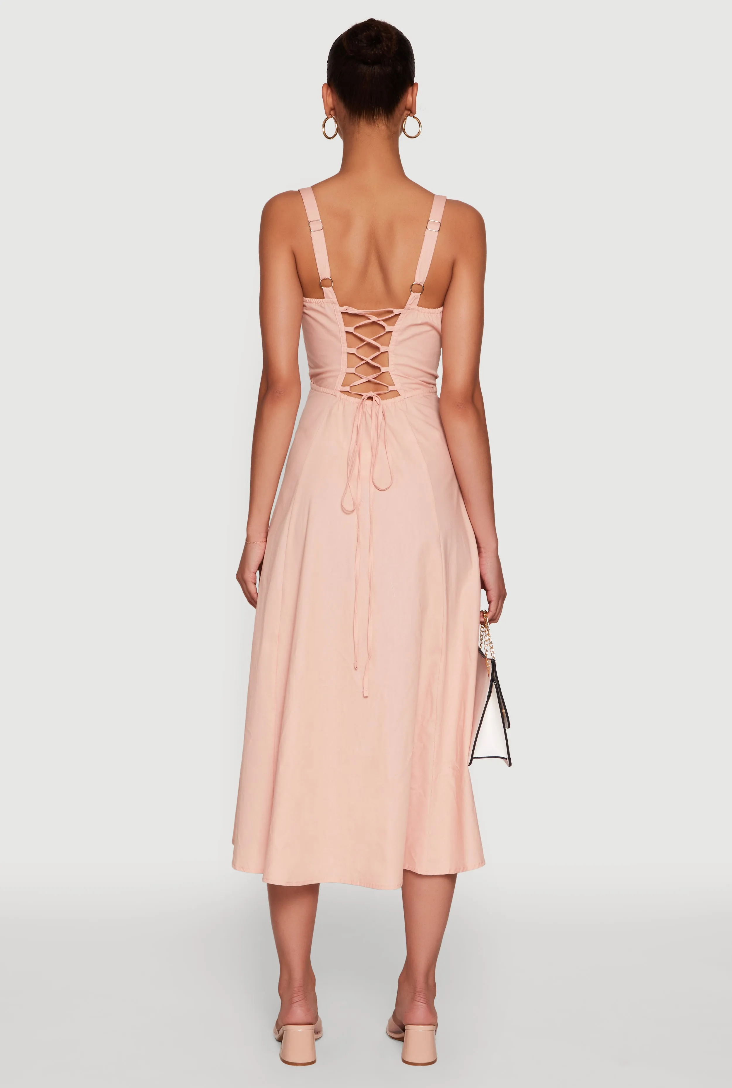 Haute Monde Sleeveless Lace Up Corset Dress with Side Slit sold by Rainbow product image thumbnail 5