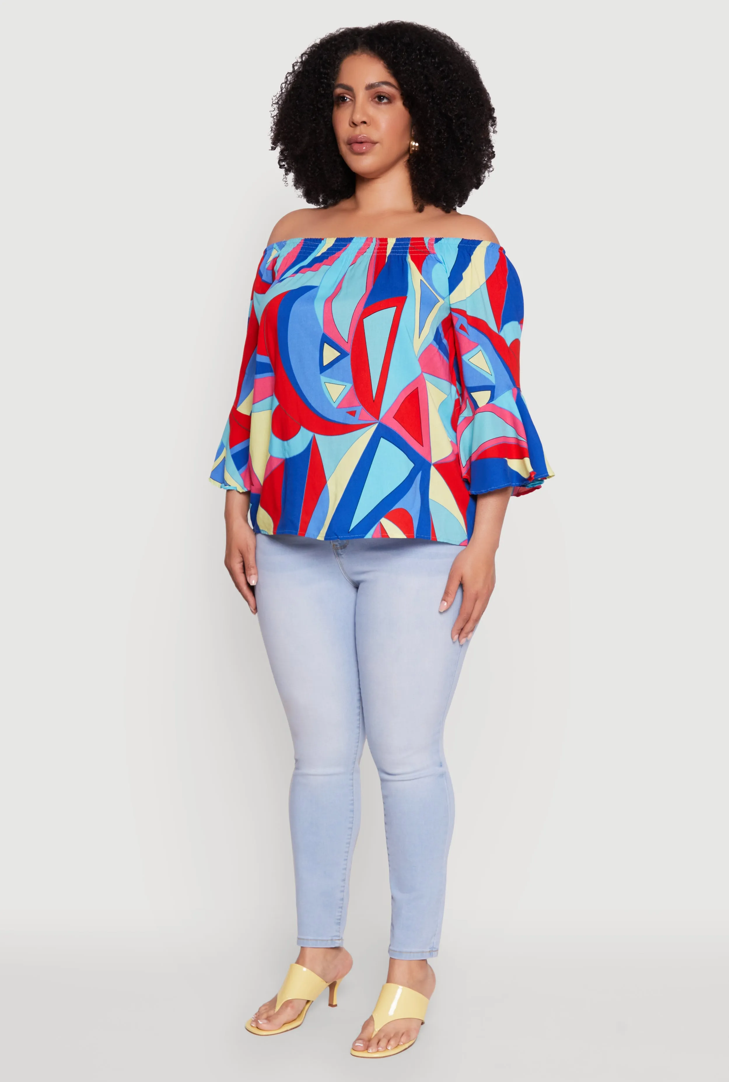 Plus Size Printed Pattern Off The Shoulder Blouse sold by Rainbow product image thumbnail 5