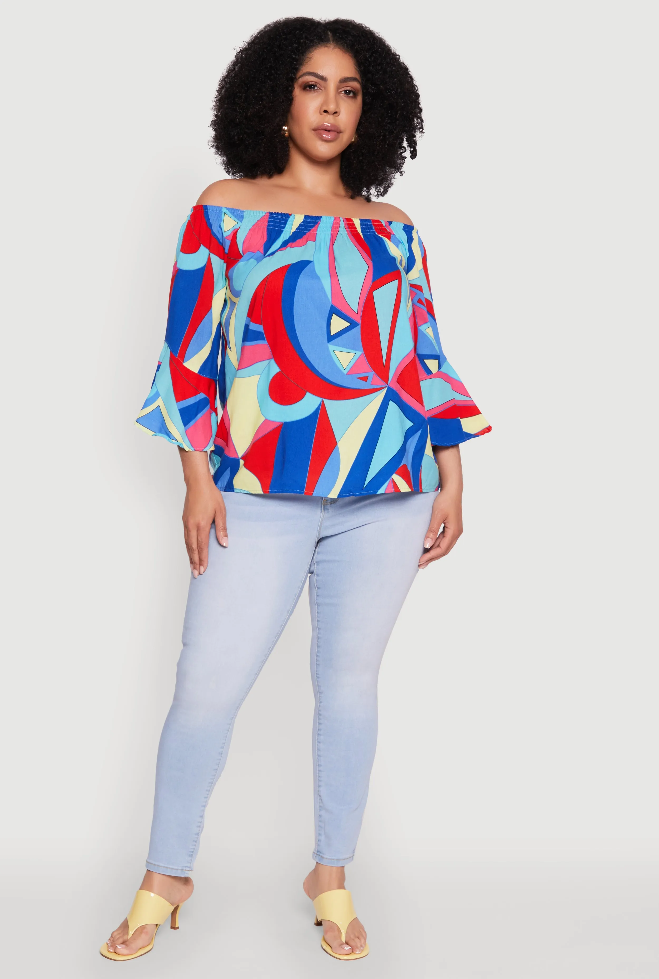 Plus Size Printed Pattern Off The Shoulder Blouse sold by Rainbow