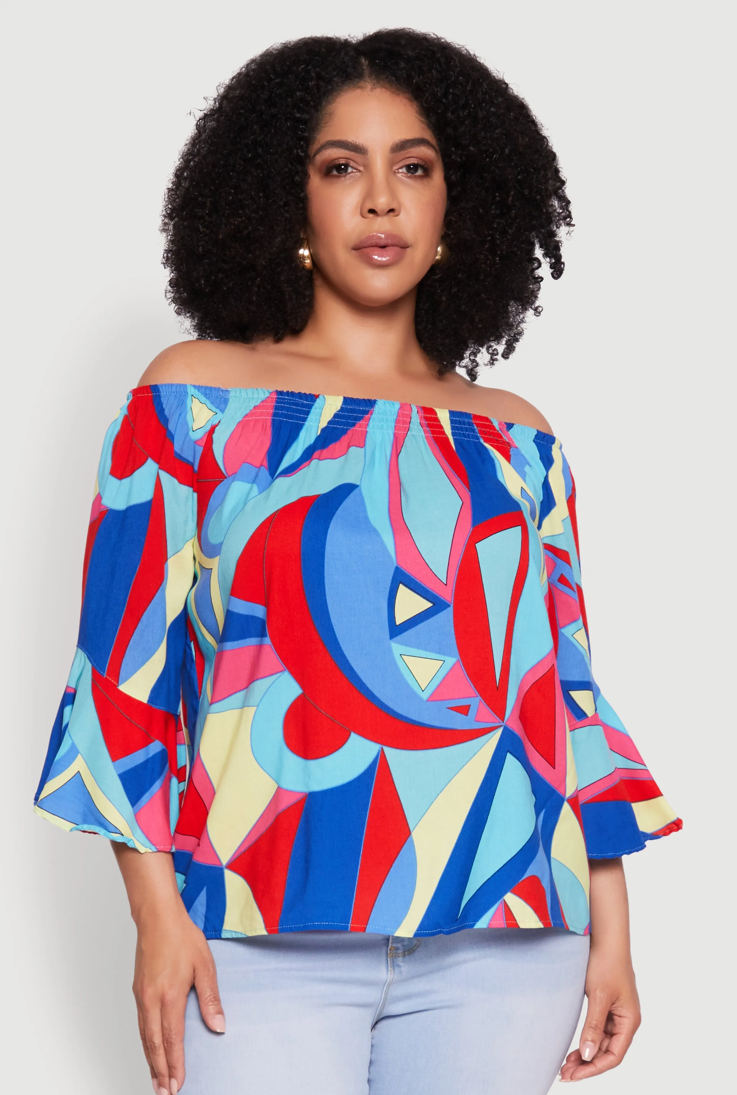 Plus Size Printed Pattern Off The Shoulder Blouse sold by Rainbow product image thumbnail 2