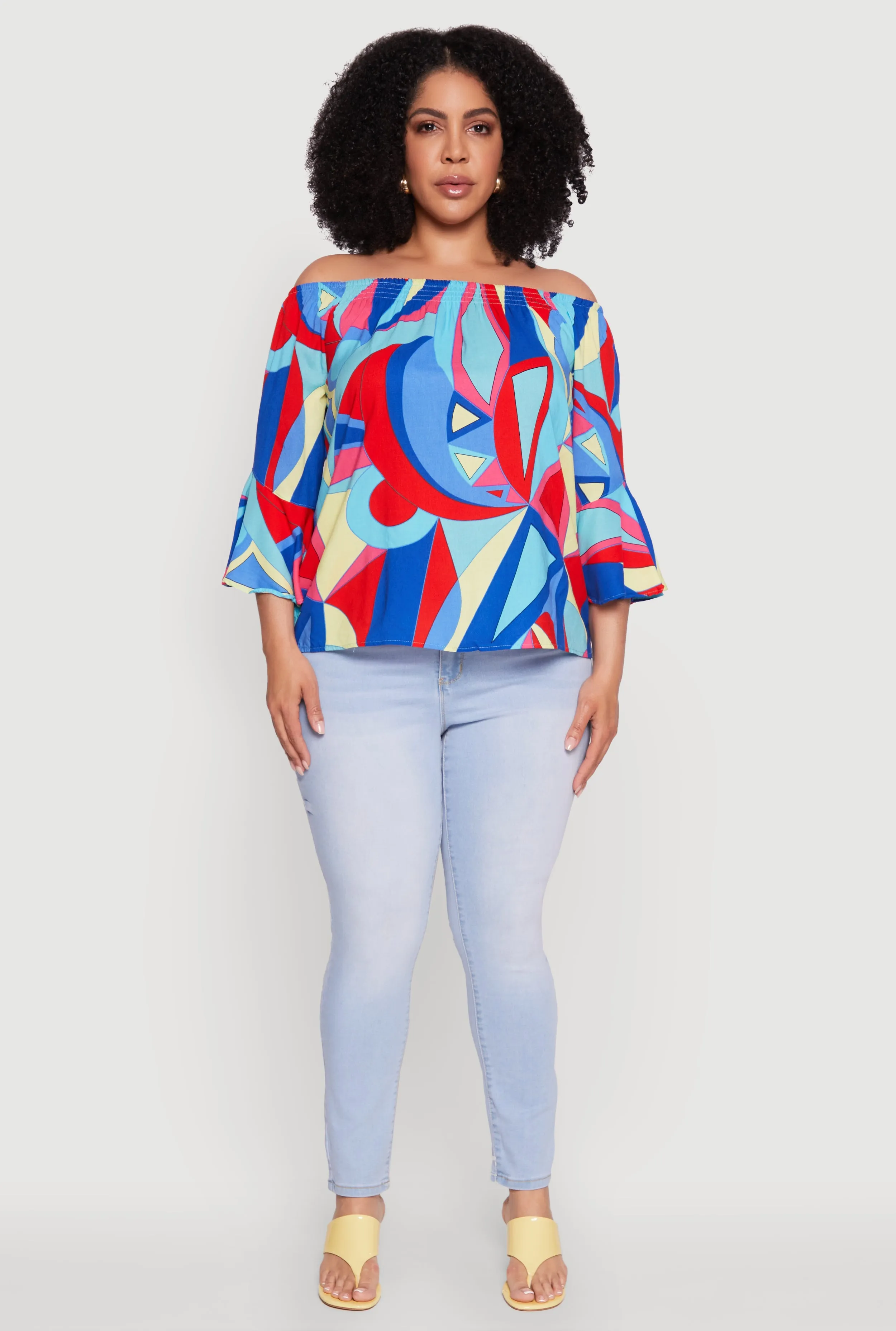 Plus Size Printed Pattern Off The Shoulder Blouse sold by Rainbow product image thumbnail 3