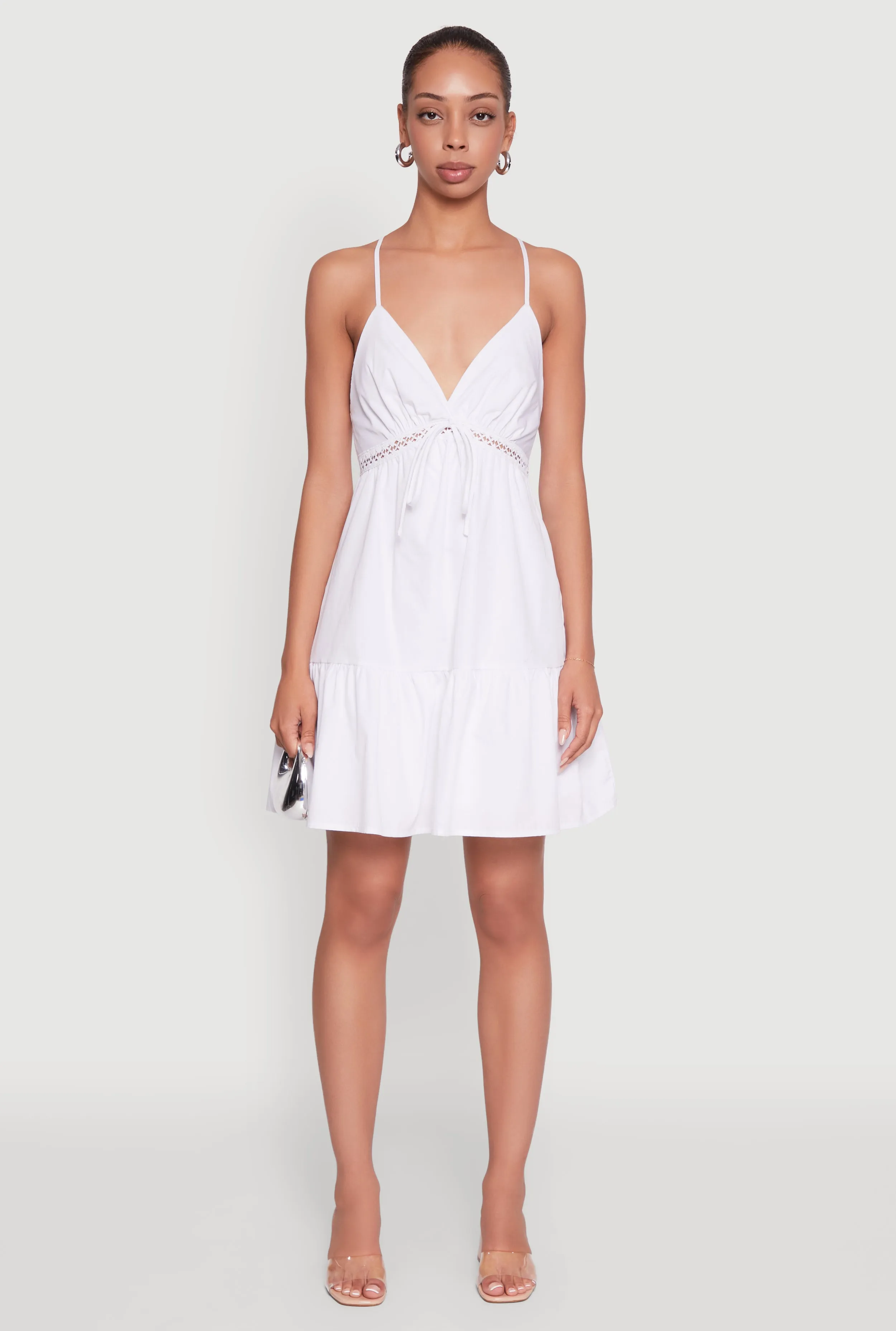 Tiered Sleeveless Mini Dress with Crochet Details sold by Rainbow product image thumbnail 2