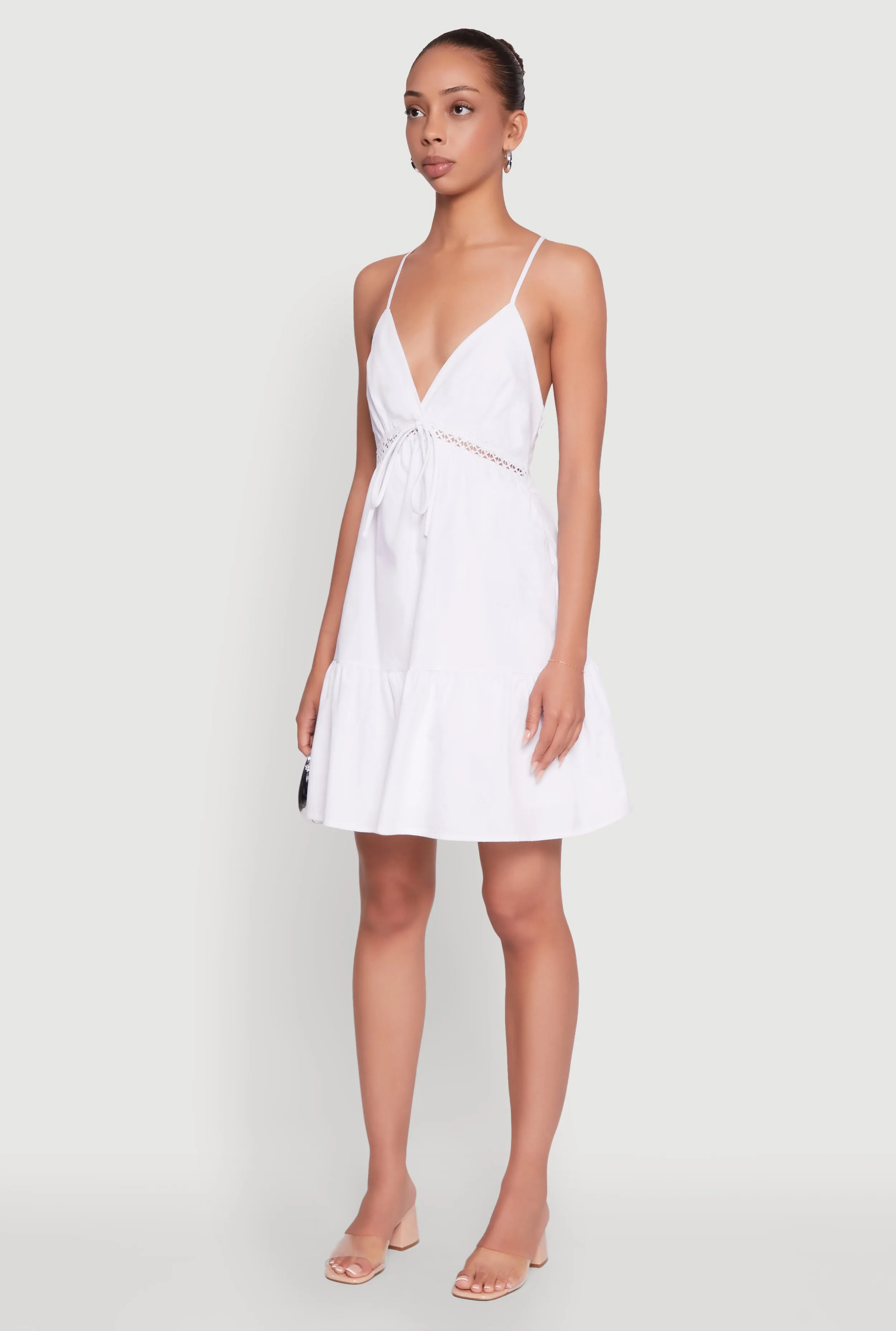 Tiered Sleeveless Mini Dress with Crochet Details sold by Rainbow product image thumbnail 3