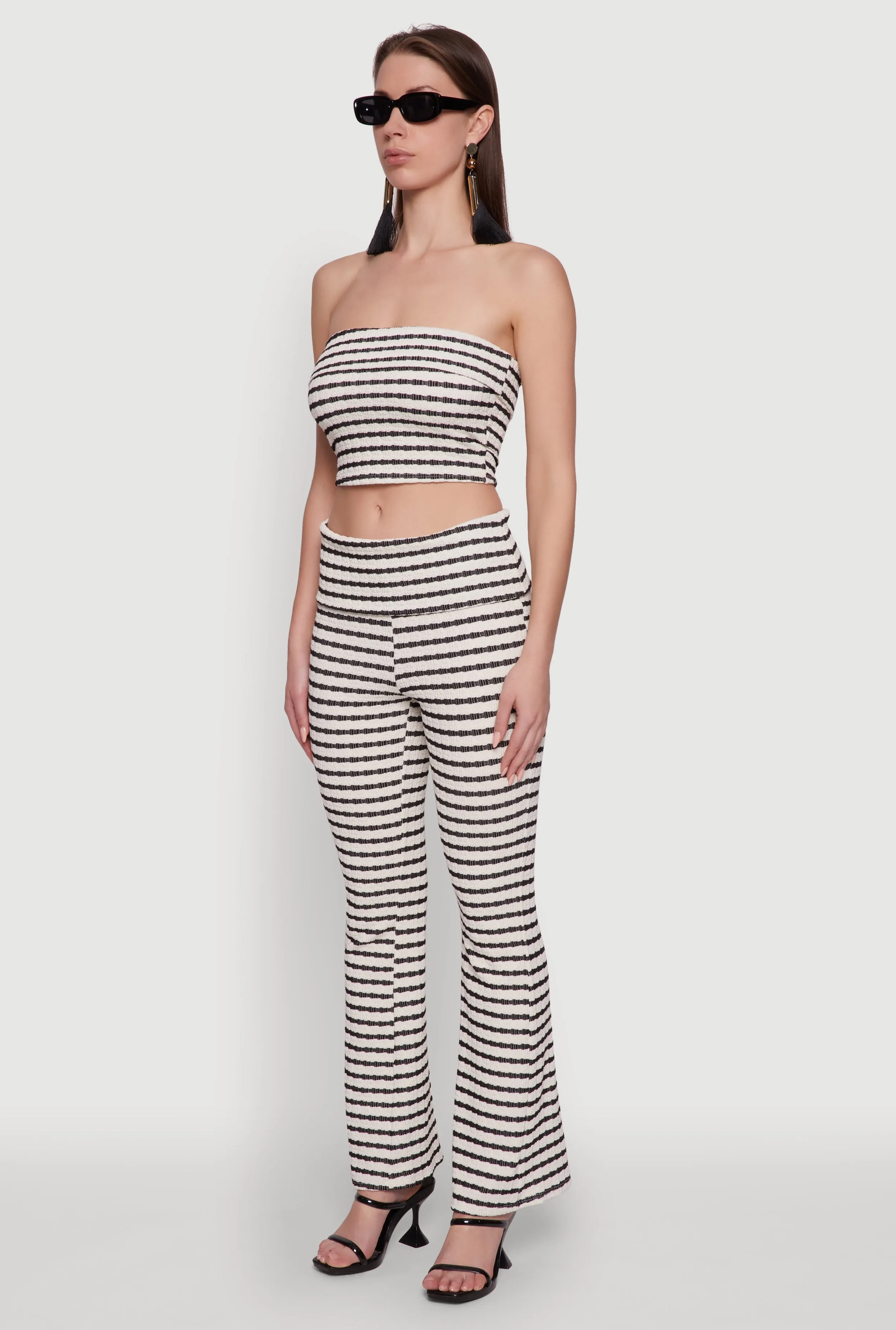 Trendy Striped Textured Knit Fold Over Tube Top sold by Rainbow product image thumbnail 5