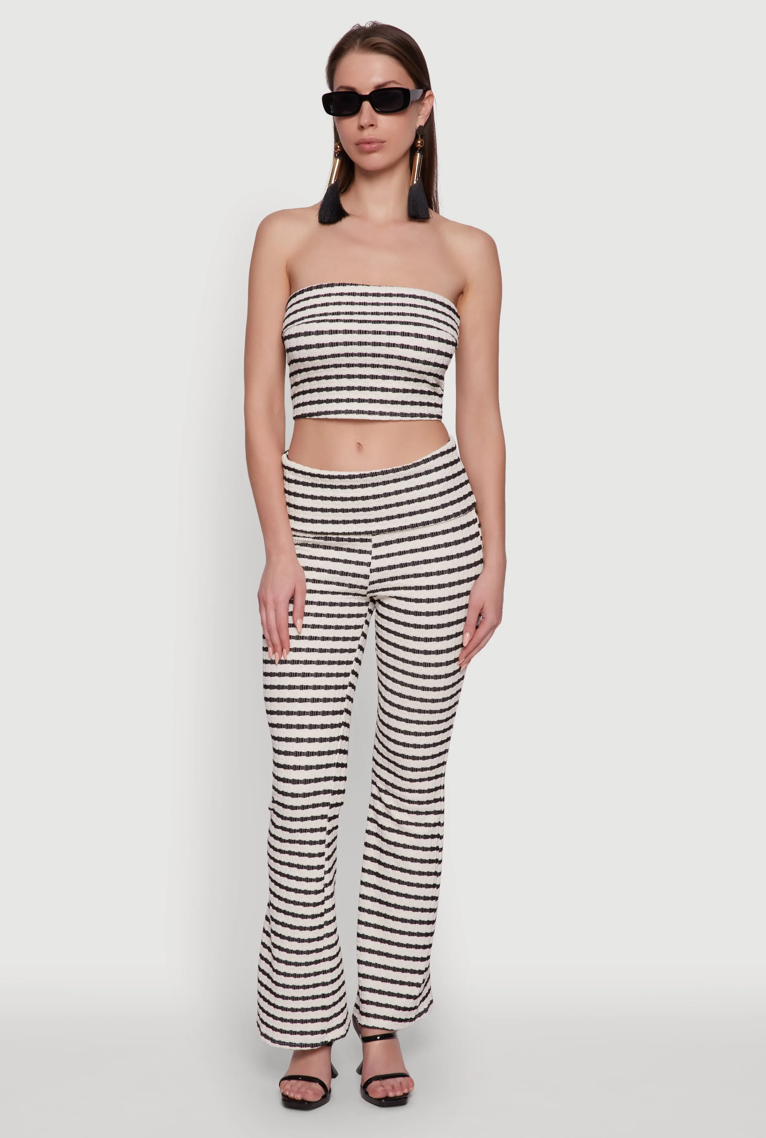 Trendy Striped Textured Knit Fold Over Tube Top sold by Rainbow product image thumbnail 3
