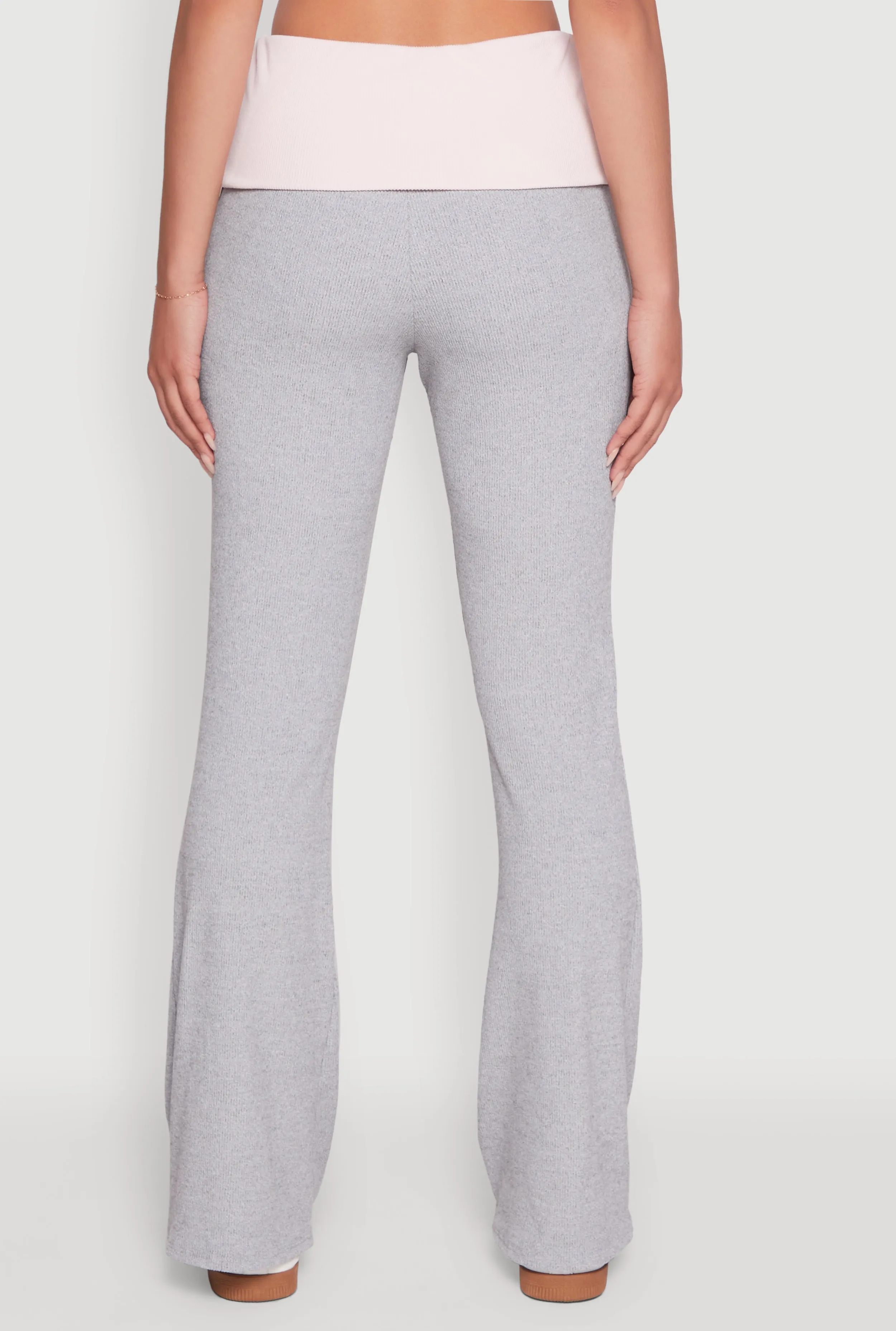 Stylish Rib Knit Contrast Fold Over Bootcut Pants sold by Rainbow product image thumbnail 5