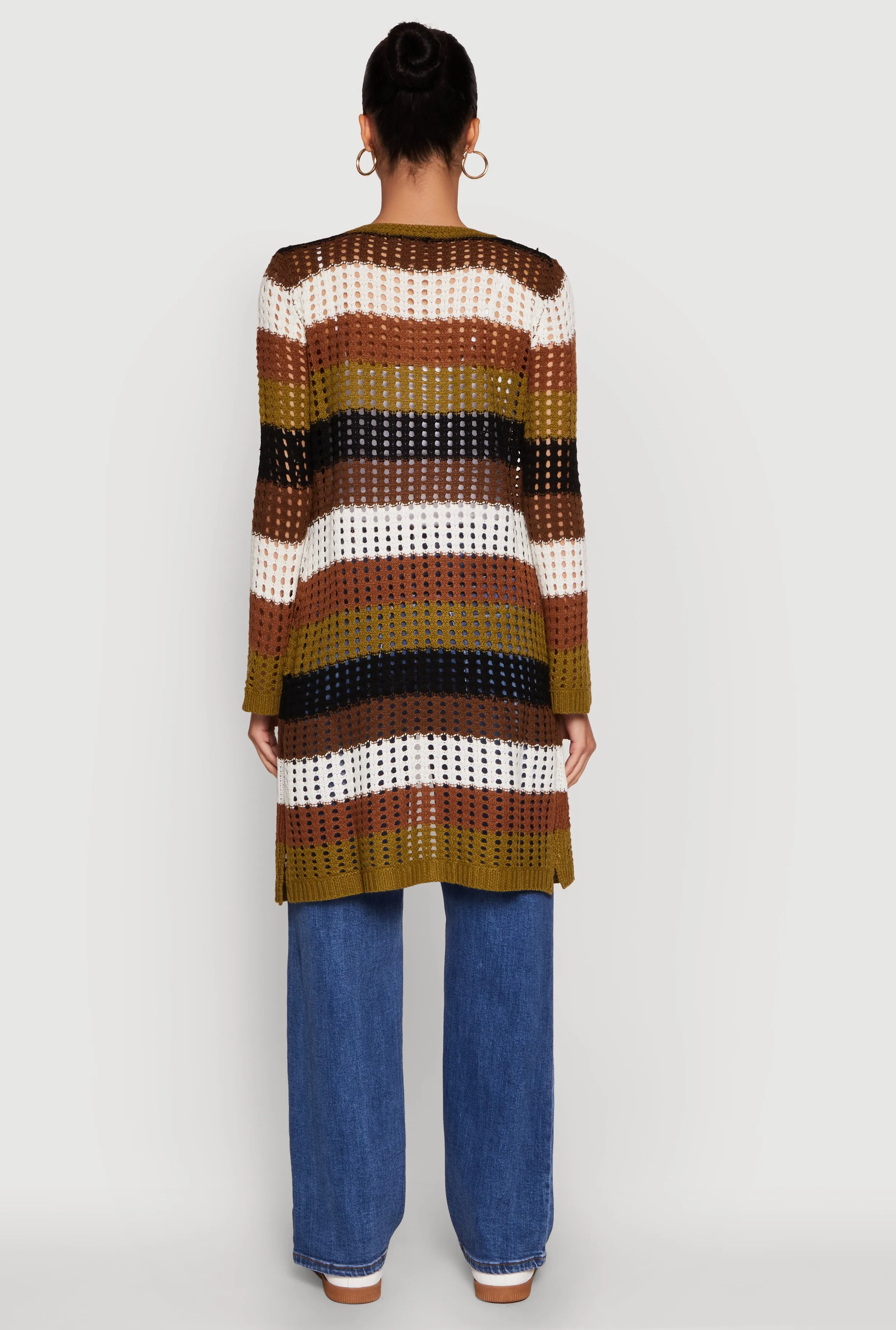 Chic Crochet Long Sleeve Striped Duster sold by Rainbow product image thumbnail 5