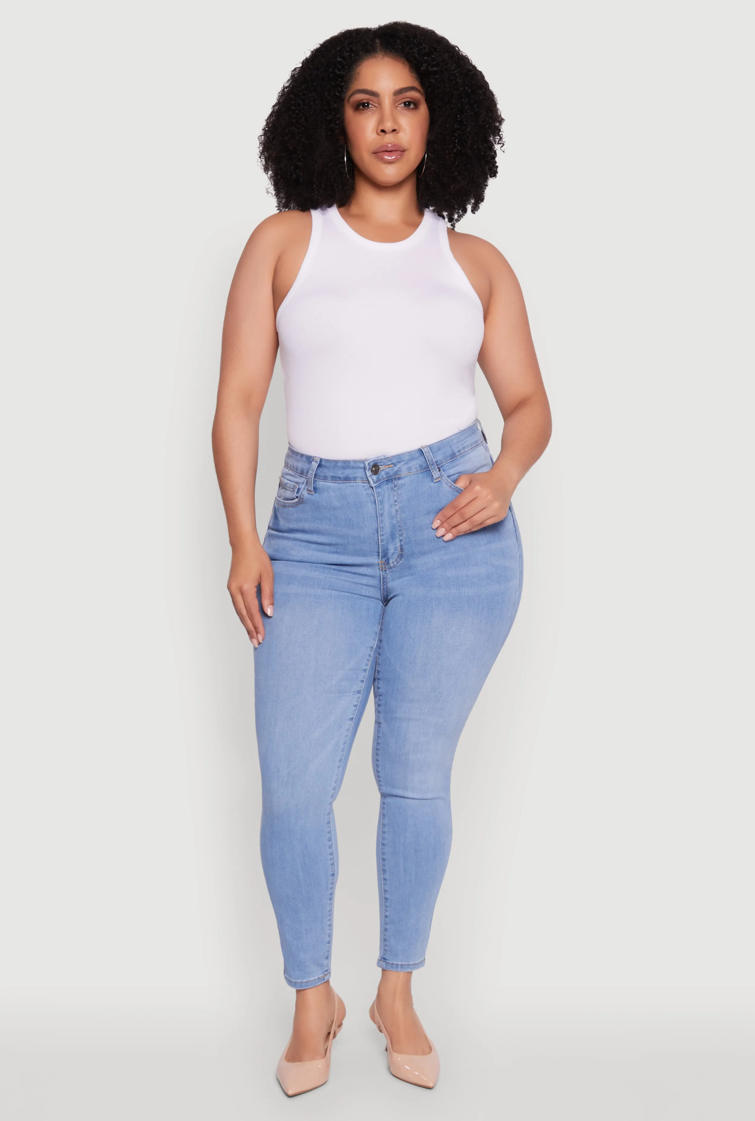 Plus Size WAX Stylish High Waisted Skinny Jeans sold by Rainbow