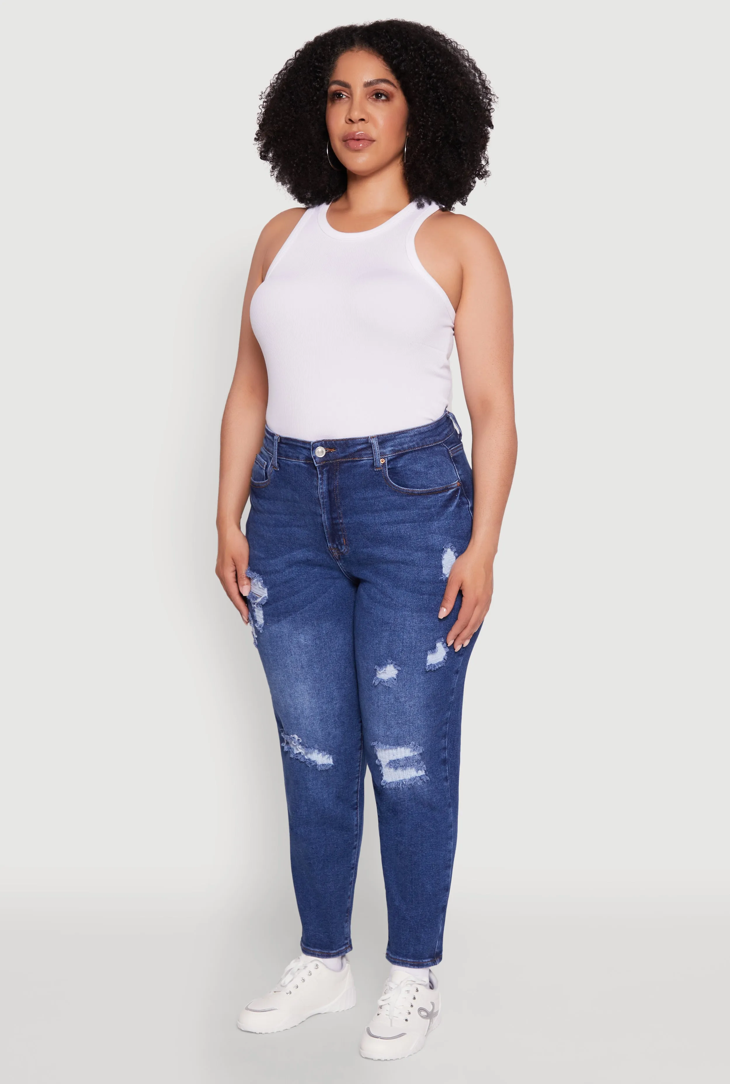Plus Size WAX High Waist Distressed Jeans sold by Rainbow product image thumbnail 3