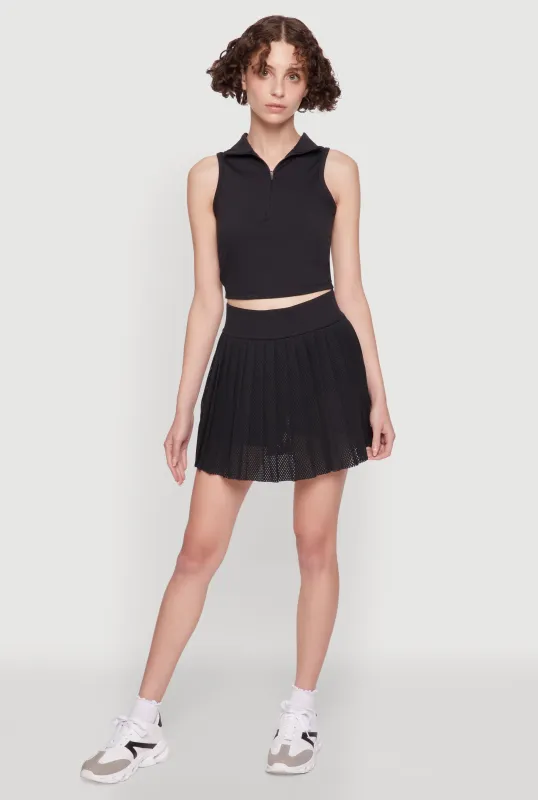 Trendy Jersey Mesh High Waisted Pleated Skirt sold by Rainbow