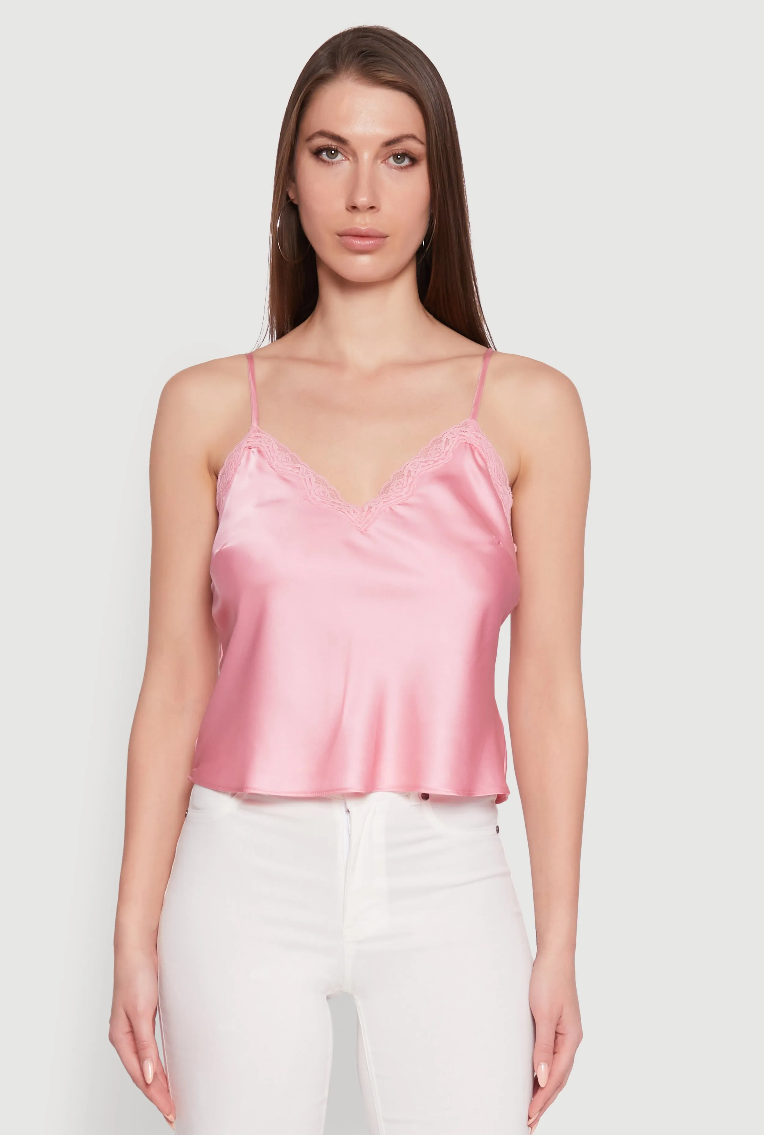 V-Neck Lace Trim Cropped Cami sold by Rainbow product image thumbnail 2