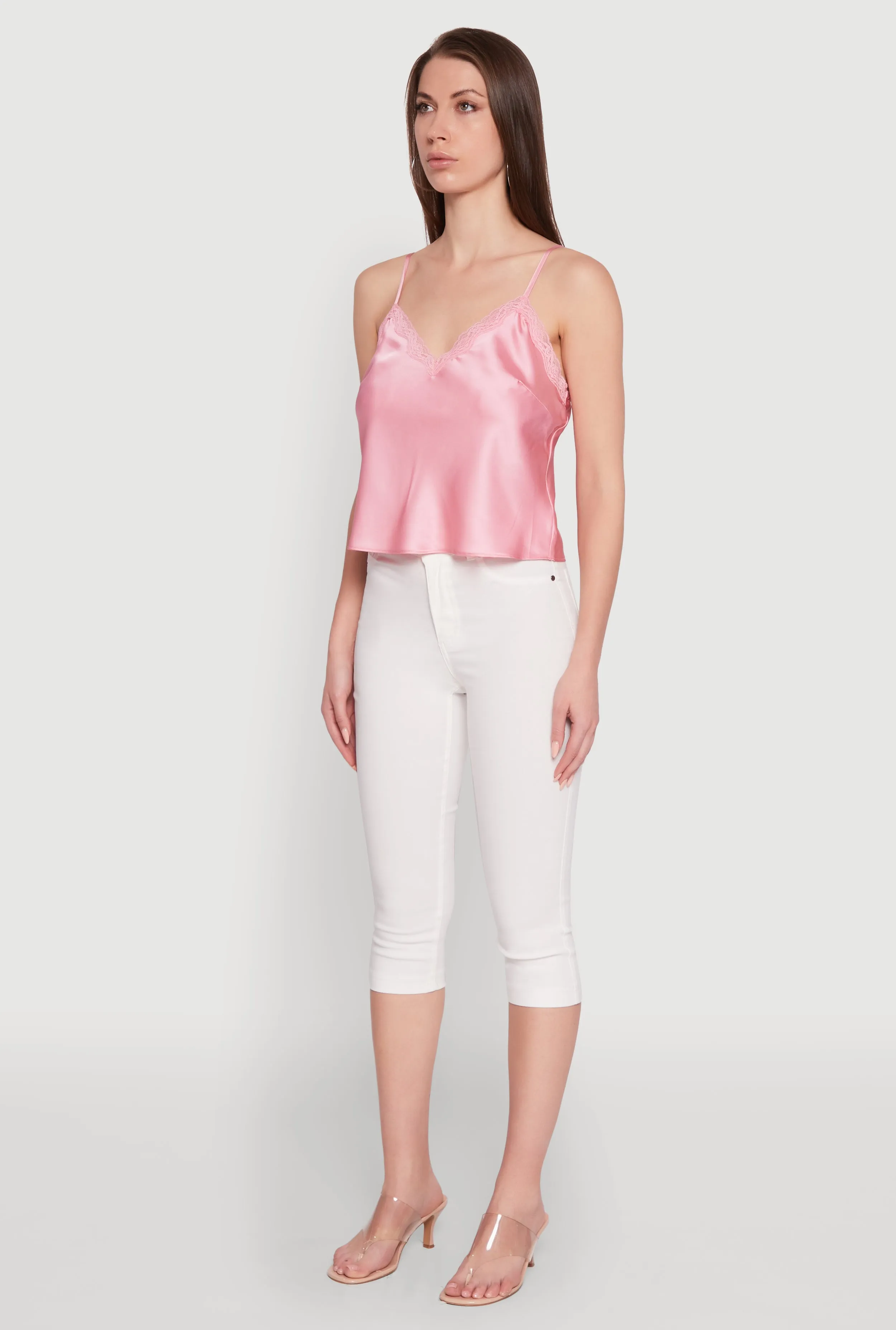 V-Neck Lace Trim Cropped Cami sold by Rainbow product image thumbnail 4