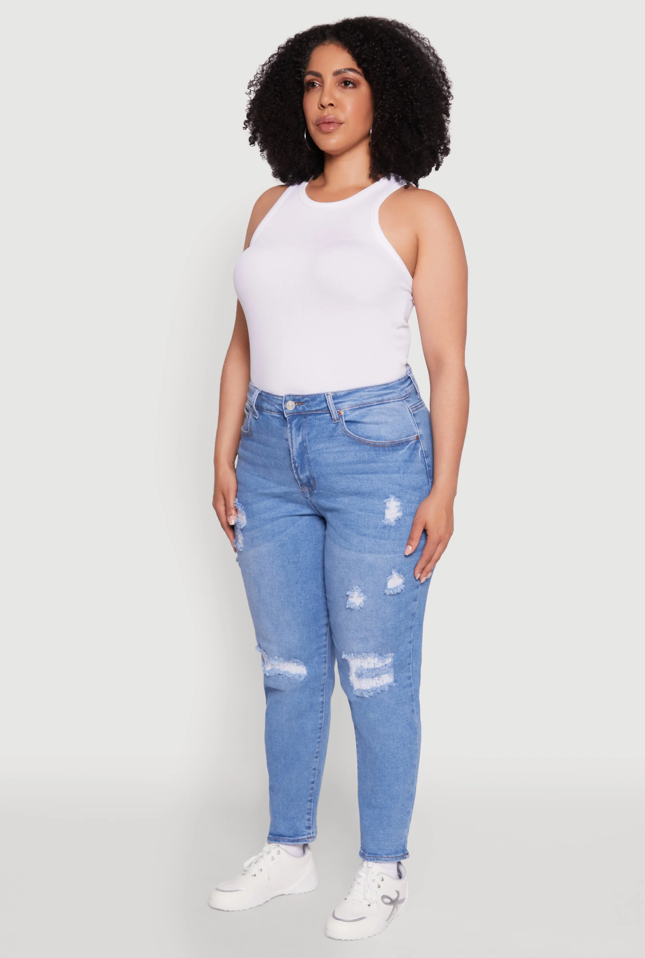 Plus Size WAX High Waist Distressed Jeans sold by Rainbow product image thumbnail 3