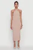 Ribbed Knit Bodycon Halter Dress with Side Slit sold by Rainbow