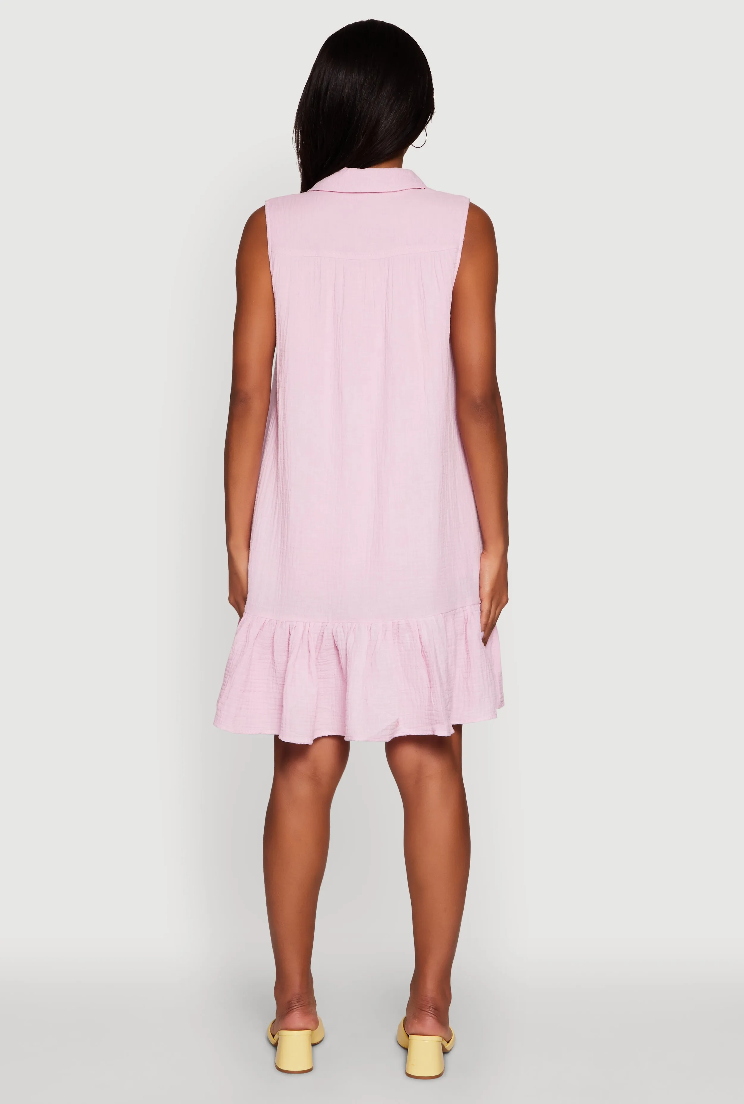 Chic Gauze Knit Button Front Peplum Hem Dress sold by Rainbow product image thumbnail 5