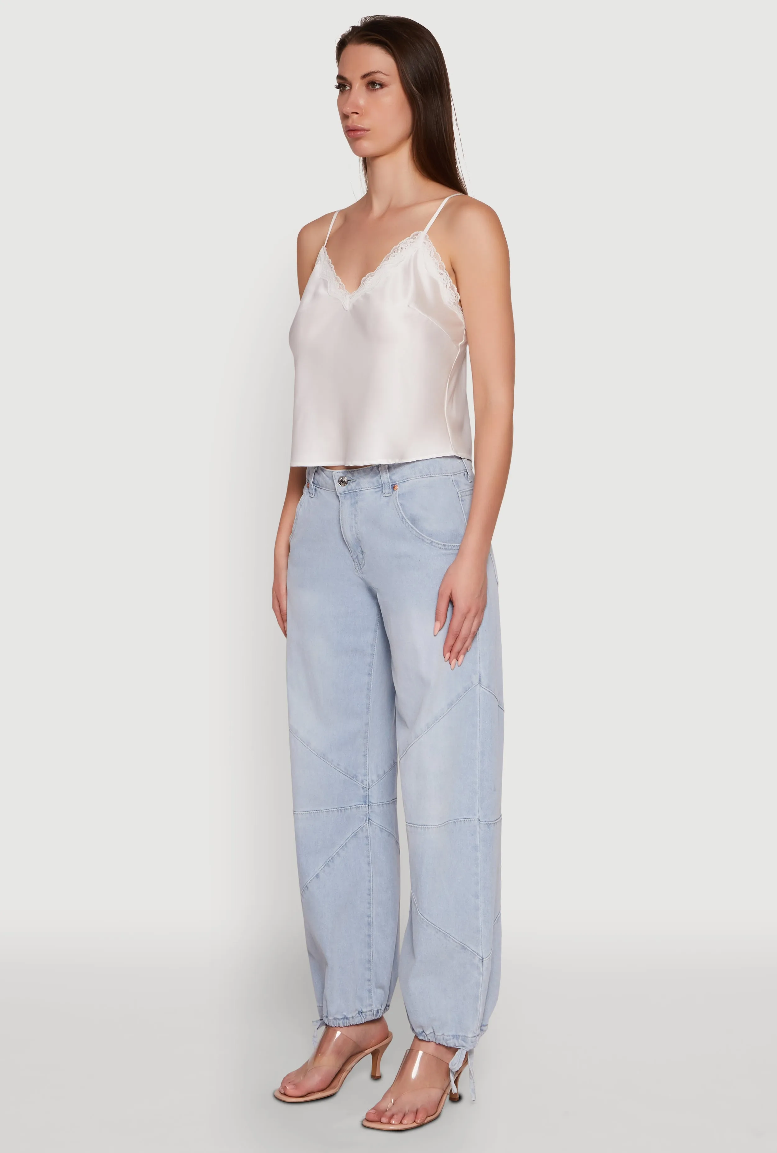 V-Neck Lace Trim Cropped Cami sold by Rainbow product image thumbnail 3