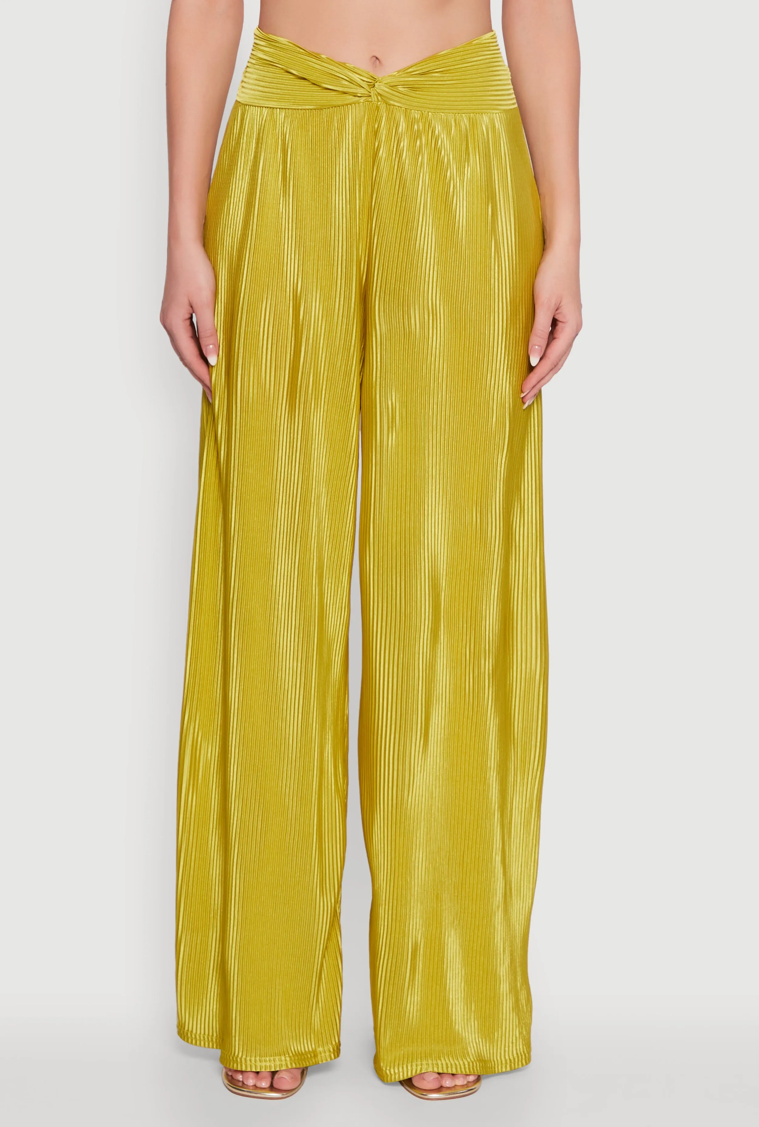 Stylish Plisse High Waisted Palazzo Pants with Twist Front Waist sold by Rainbow product image thumbnail 3