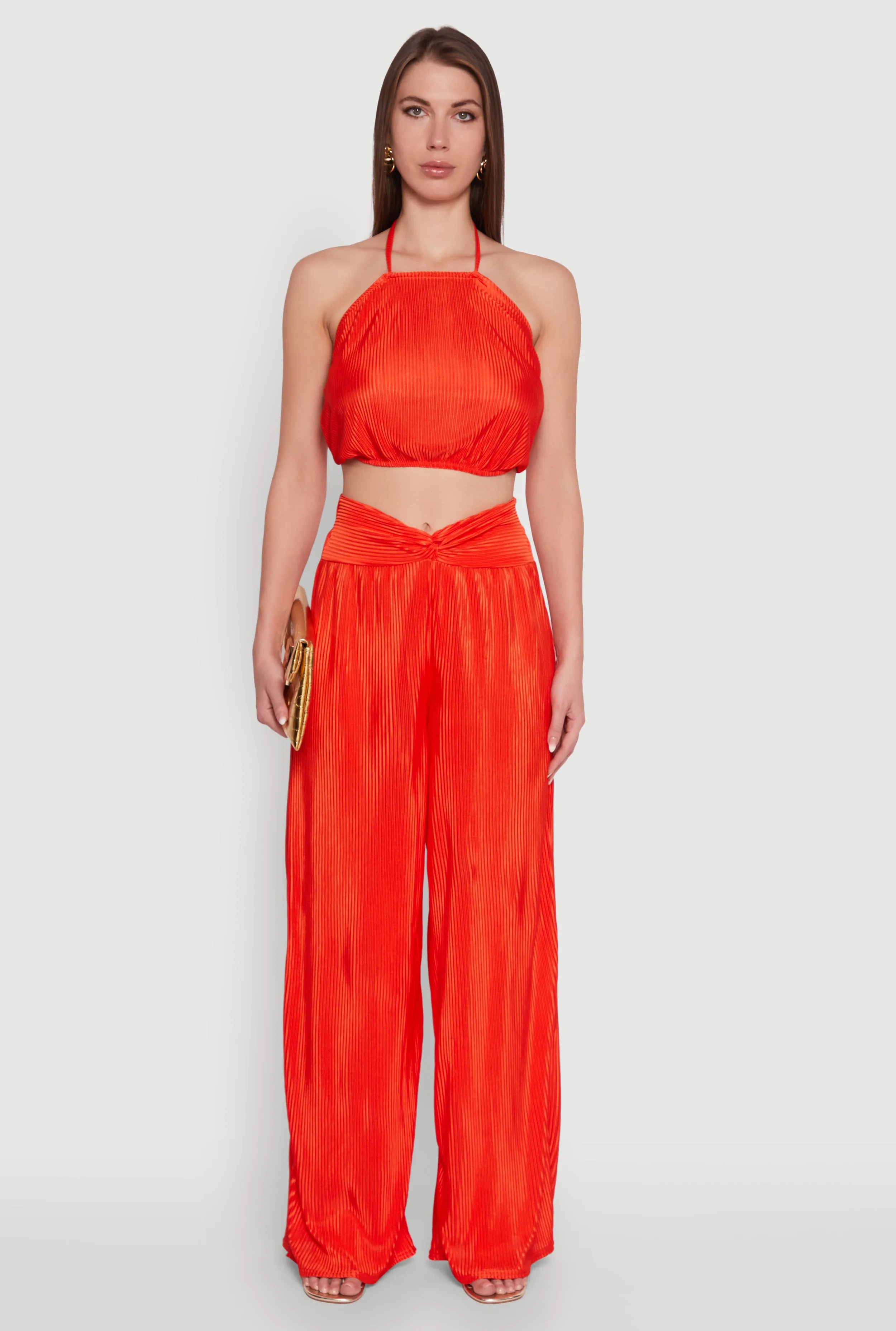 Stylish Halter Top in Cropped Hem and Plisse Fabric sold by Rainbow product image thumbnail 3