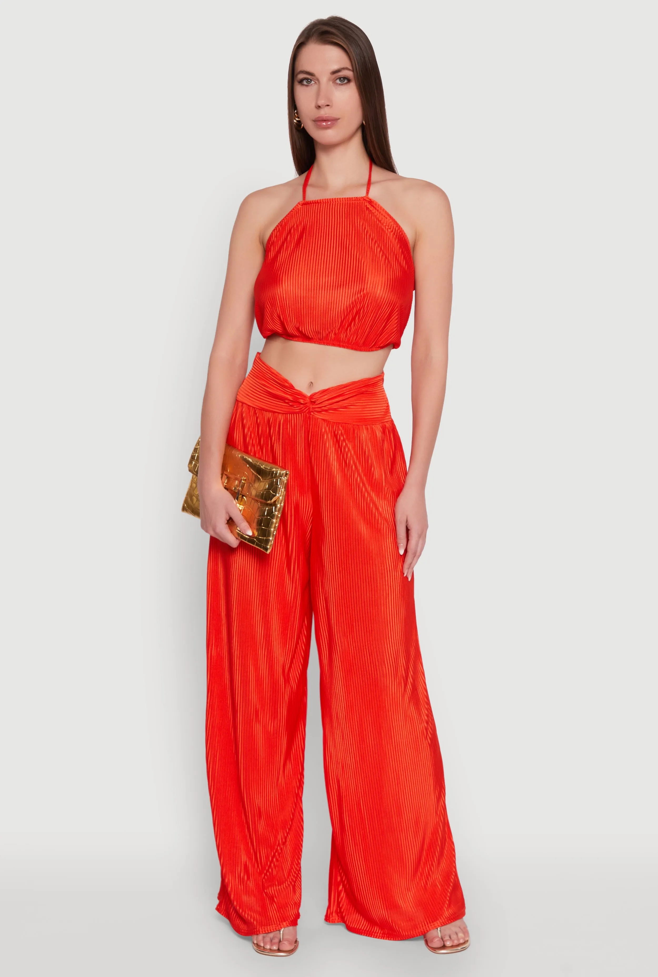 Stylish Halter Top in Cropped Hem and Plisse Fabric sold by Rainbow product image thumbnail 2
