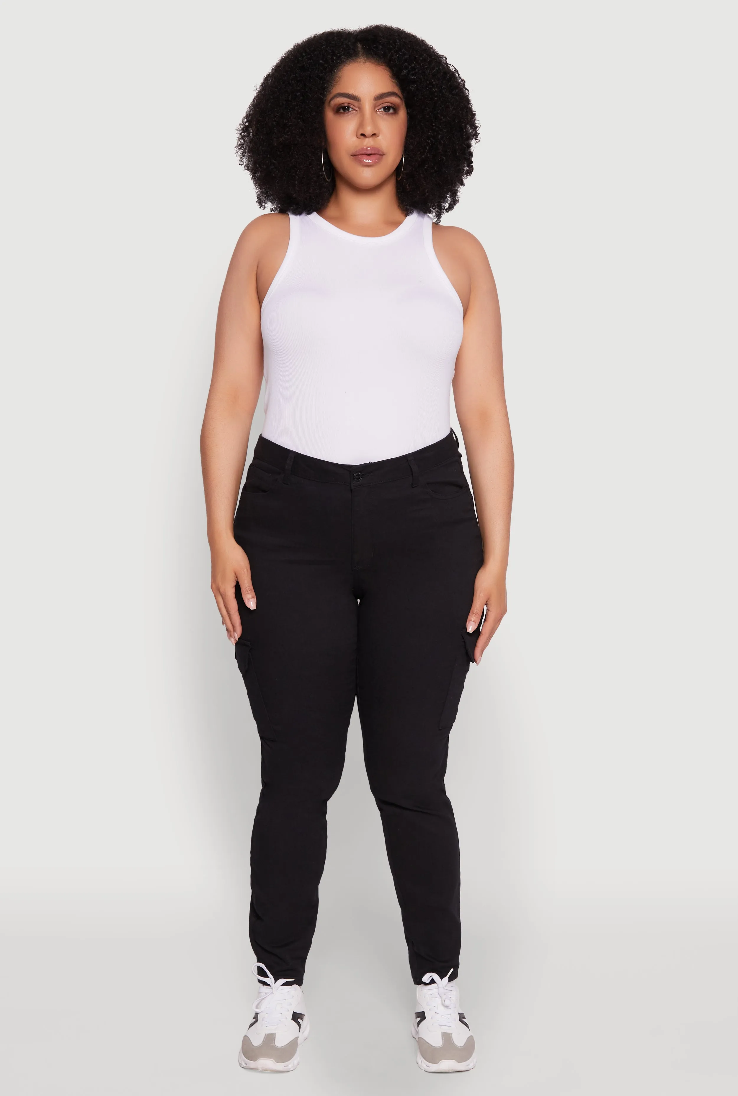 Plus Size WAX Stylish Twill Skinny Cargo Pants sold by Rainbow
