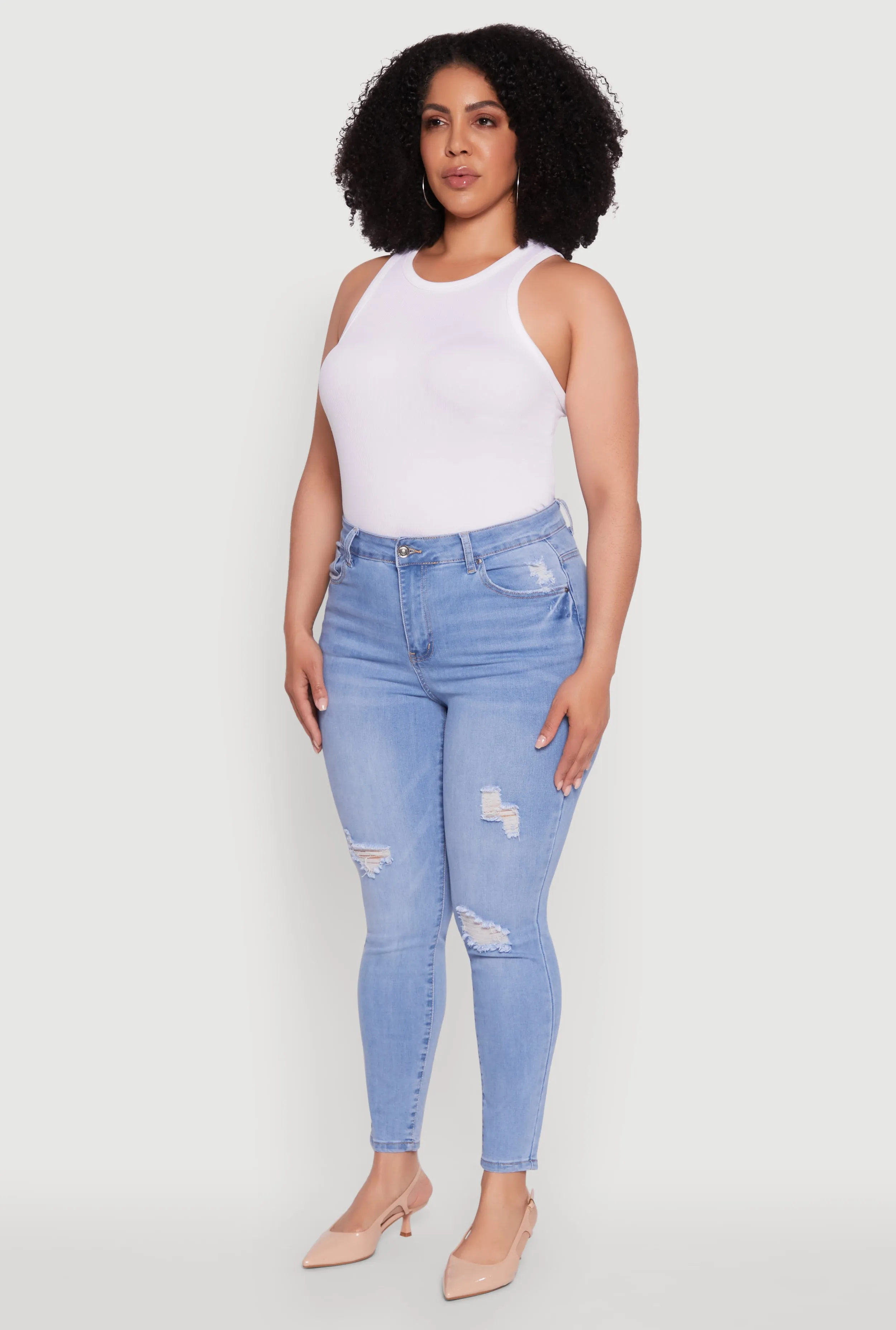 Plus WAX High Waisted Distressed Skinny Jeans sold by Rainbow product image thumbnail 3