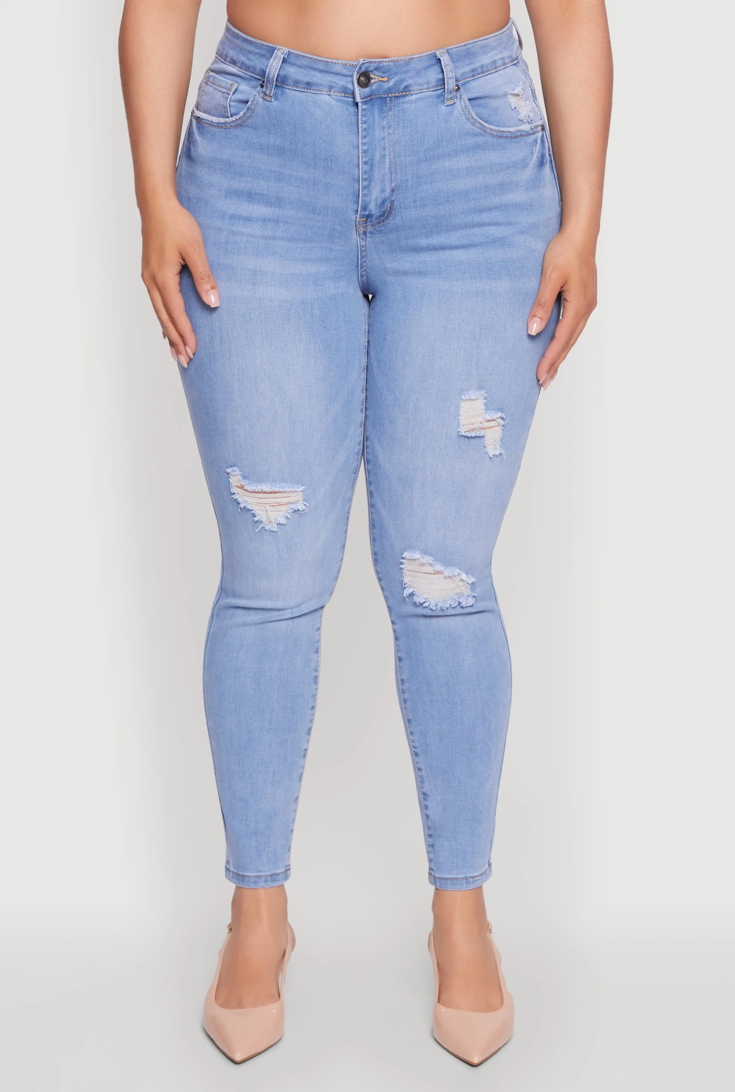 Plus WAX High Waisted Distressed Skinny Jeans sold by Rainbow product image thumbnail 5