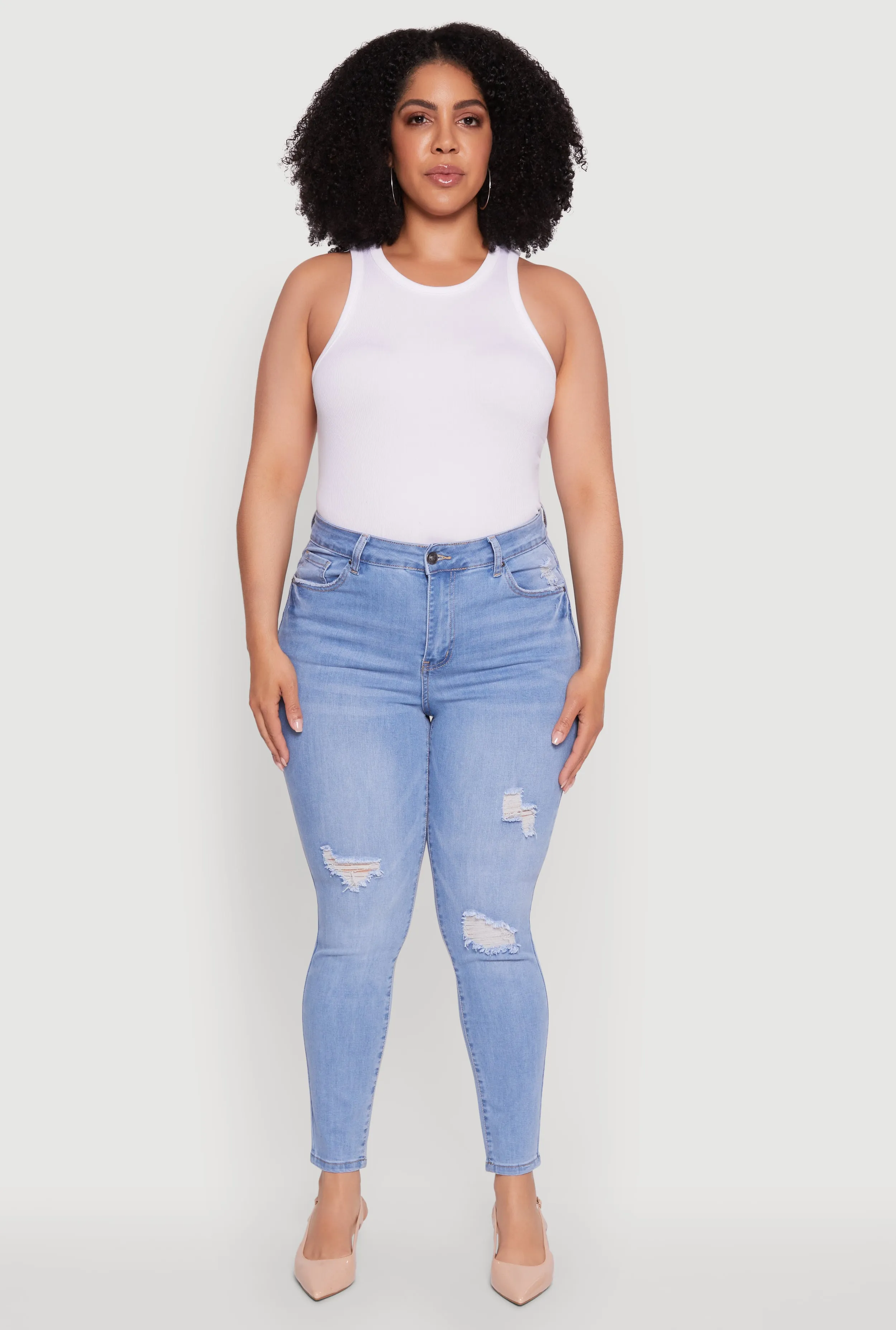 Plus WAX High Waisted Distressed Skinny Jeans sold by Rainbow product image thumbnail 2