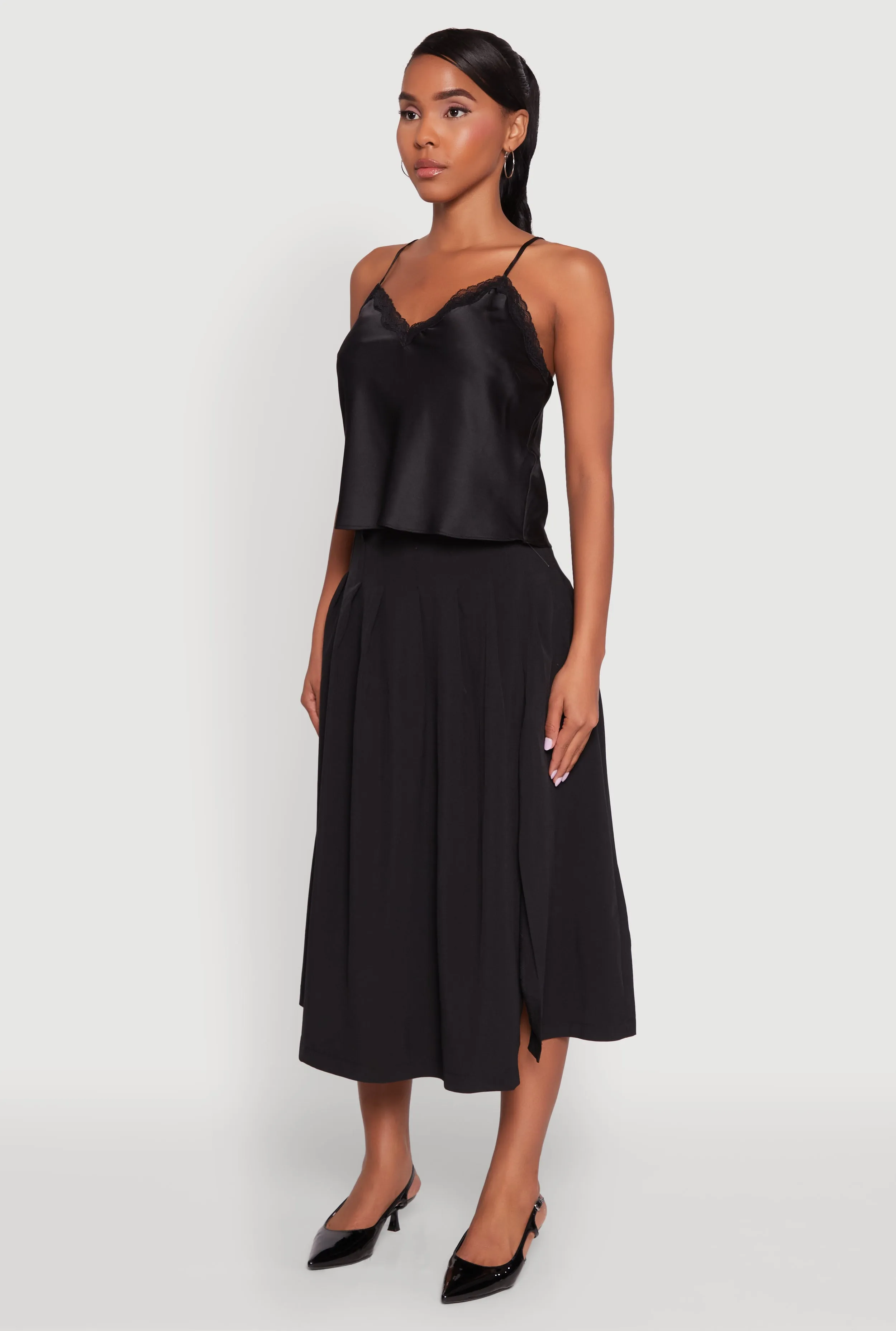 V-Neck Lace Trim Cropped Cami sold by Rainbow product image thumbnail 5