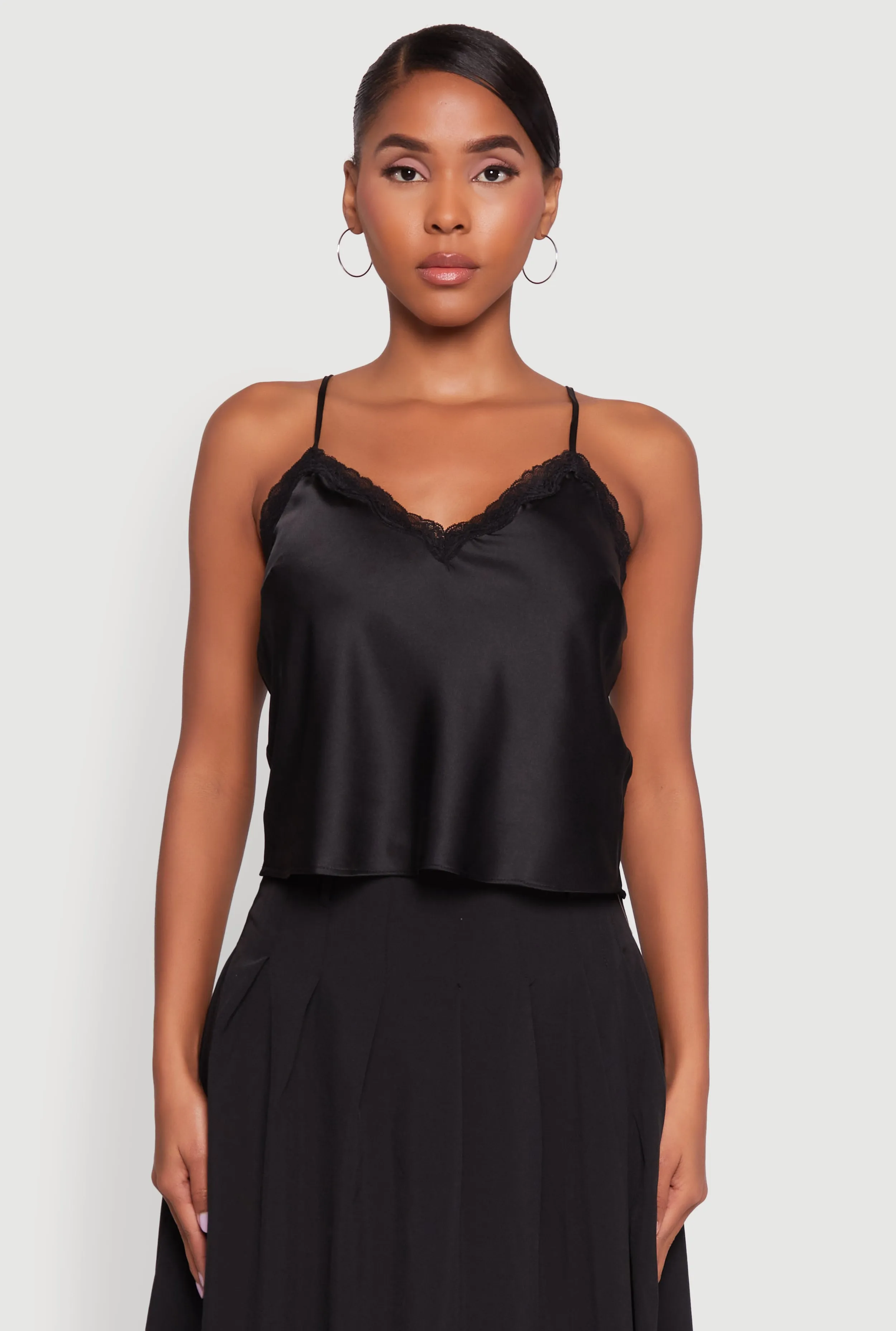 V-Neck Lace Trim Cropped Cami sold by Rainbow product image thumbnail 2