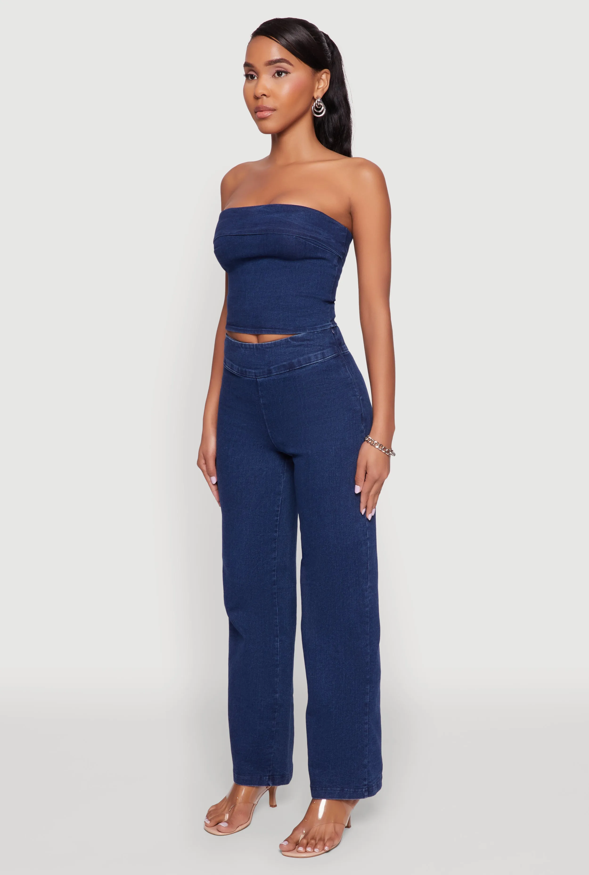 Haute Monde Denim Cropped Tube Top sold by Rainbow product image thumbnail 4