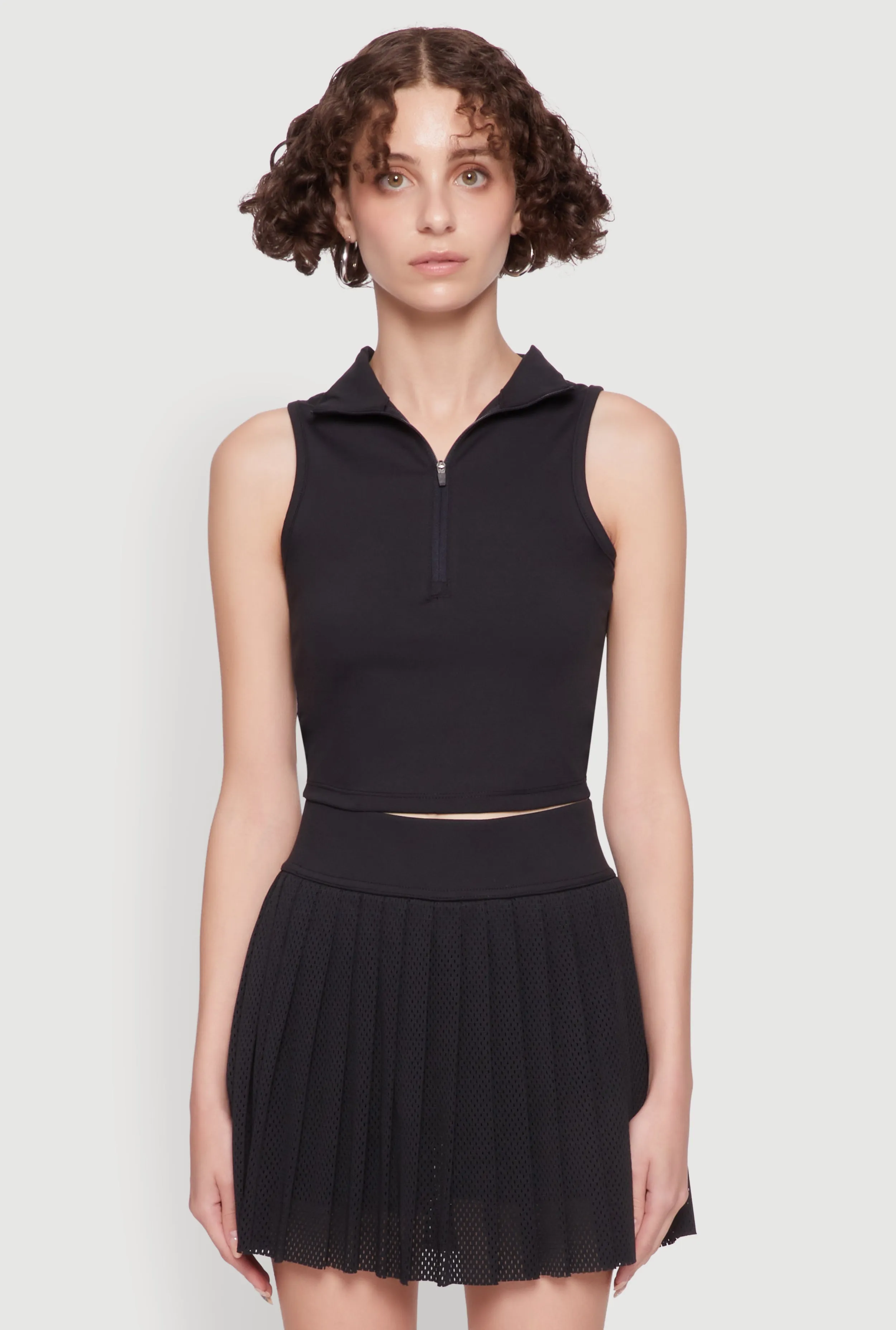 Stylish Zip Front Jersey Mesh Back Polo Top sold by Rainbow