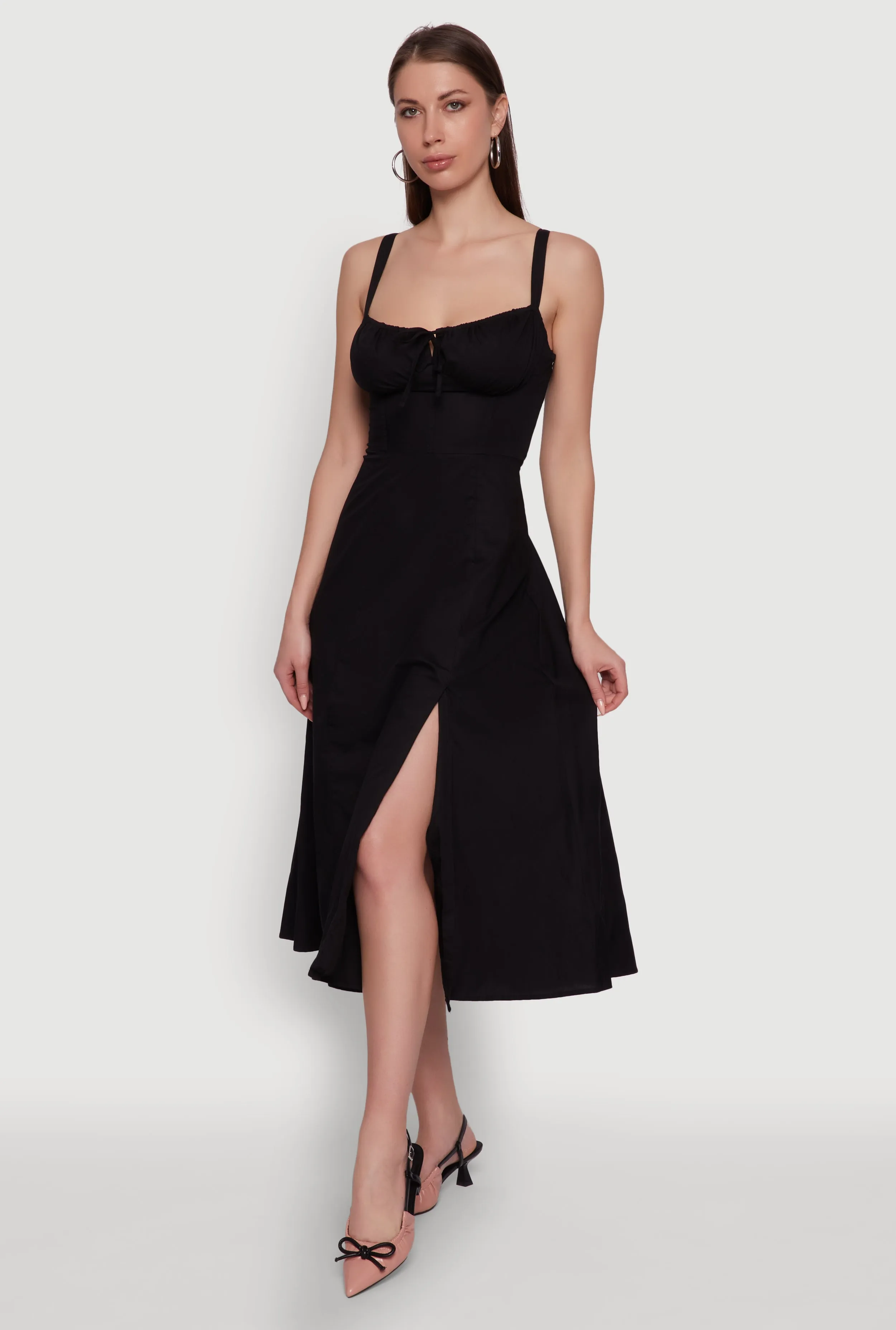 Haute Monde Sleeveless Lace Up Corset Dress with Side Slit sold by Rainbow