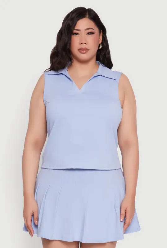 Plus Size Active Sleeveless Polo Top sold by Rainbow