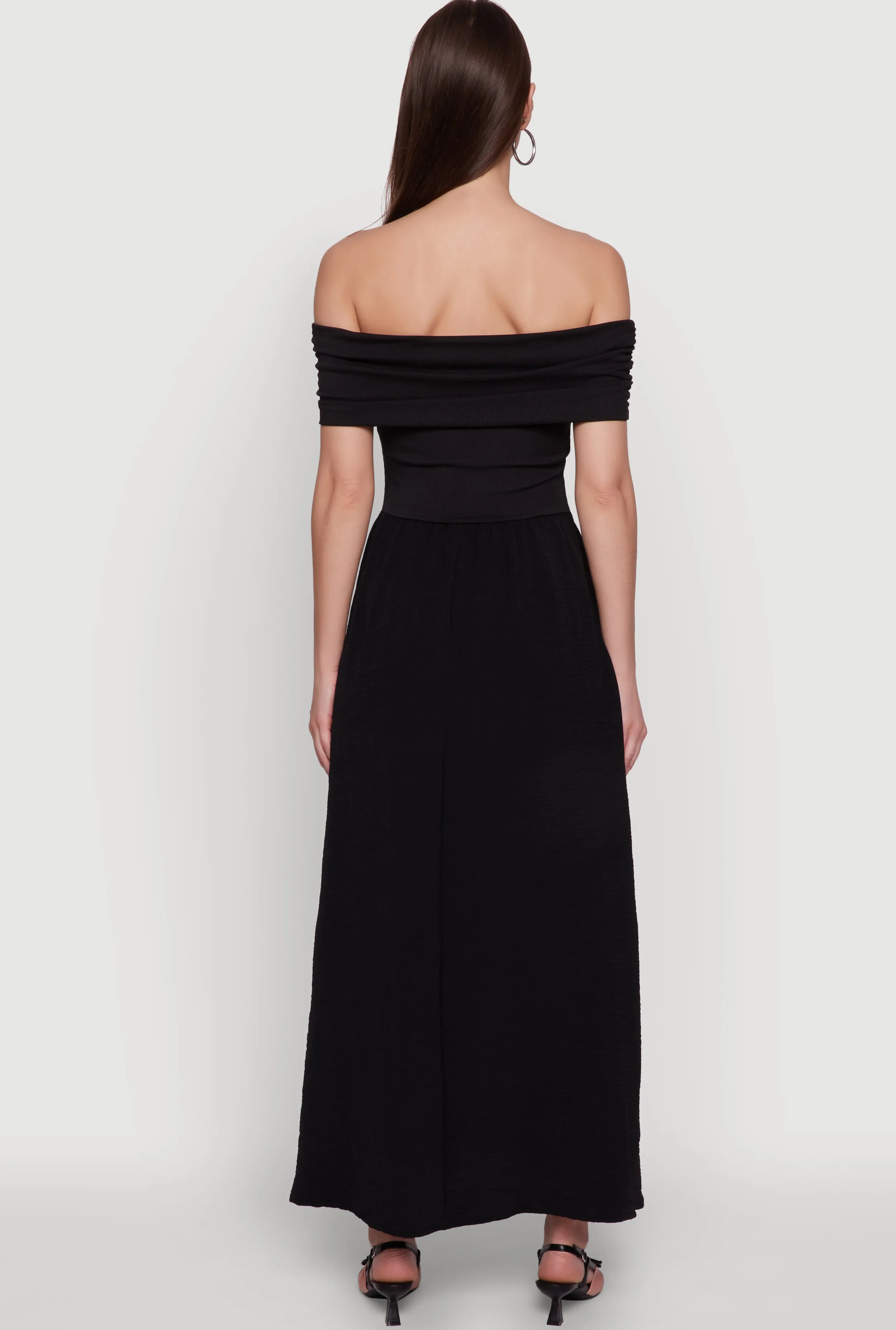 Elegant Crepe Knit Ruched Off The Shoulder Sundress sold by Rainbow product image thumbnail 5