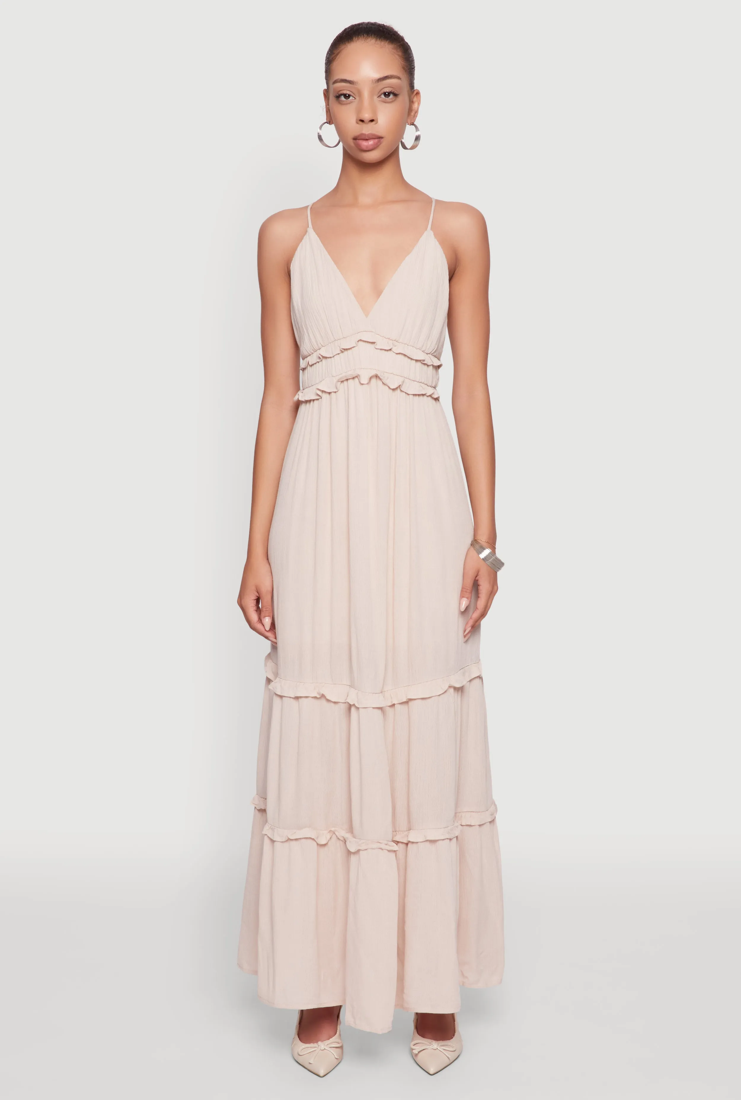 Gauze Knit Sleeveless Maxi Tiered Sundress sold by Rainbow product image thumbnail 2