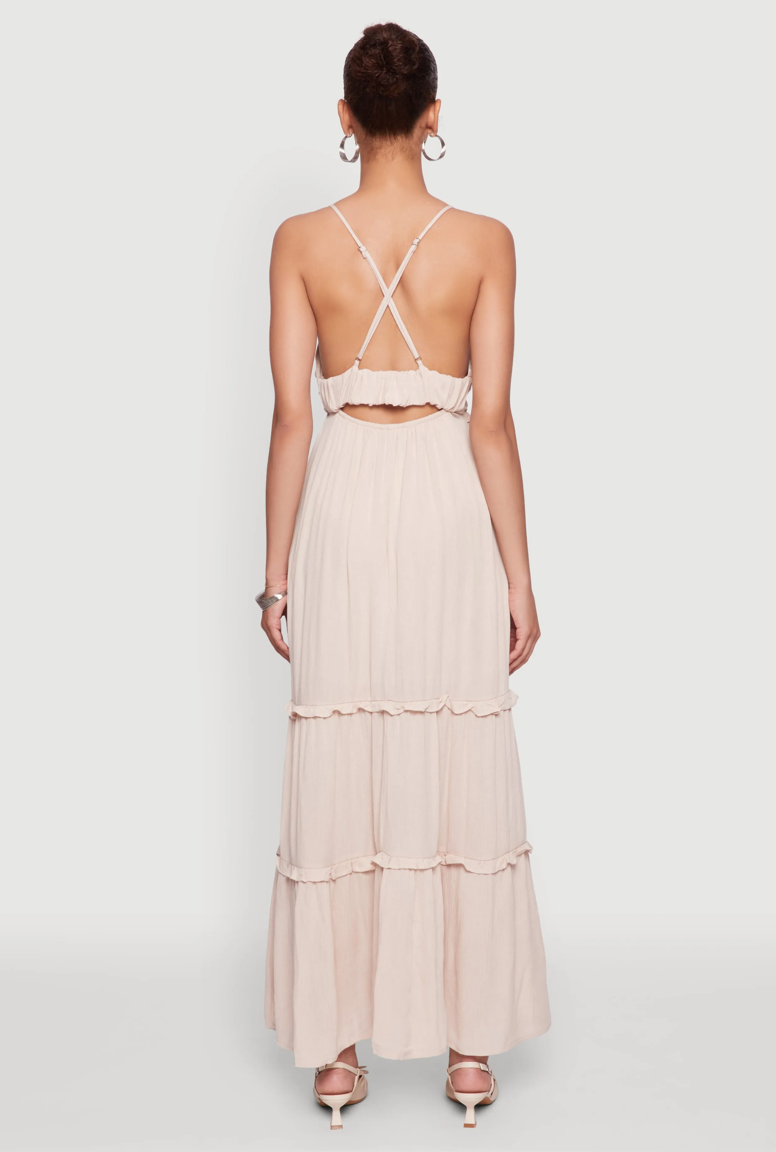 Gauze Knit Sleeveless Maxi Tiered Sundress sold by Rainbow product image thumbnail 5