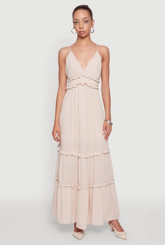 Gauze Knit Sleeveless Maxi Tiered Sundress sold by Rainbow