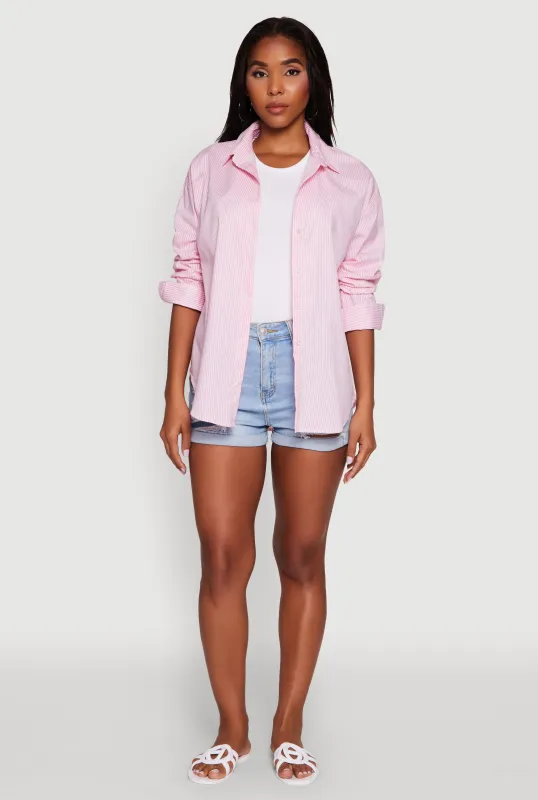 Pinstripe Button Front Long Sleeve Shirt sold by Rainbow