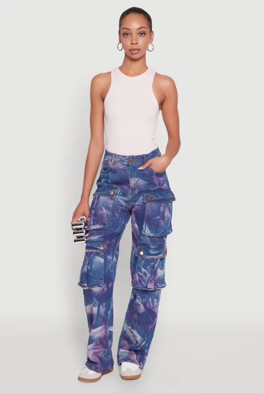 Daisy High Waisted Straight Leg Jeans with Cargo Pockets sold by Rainbow