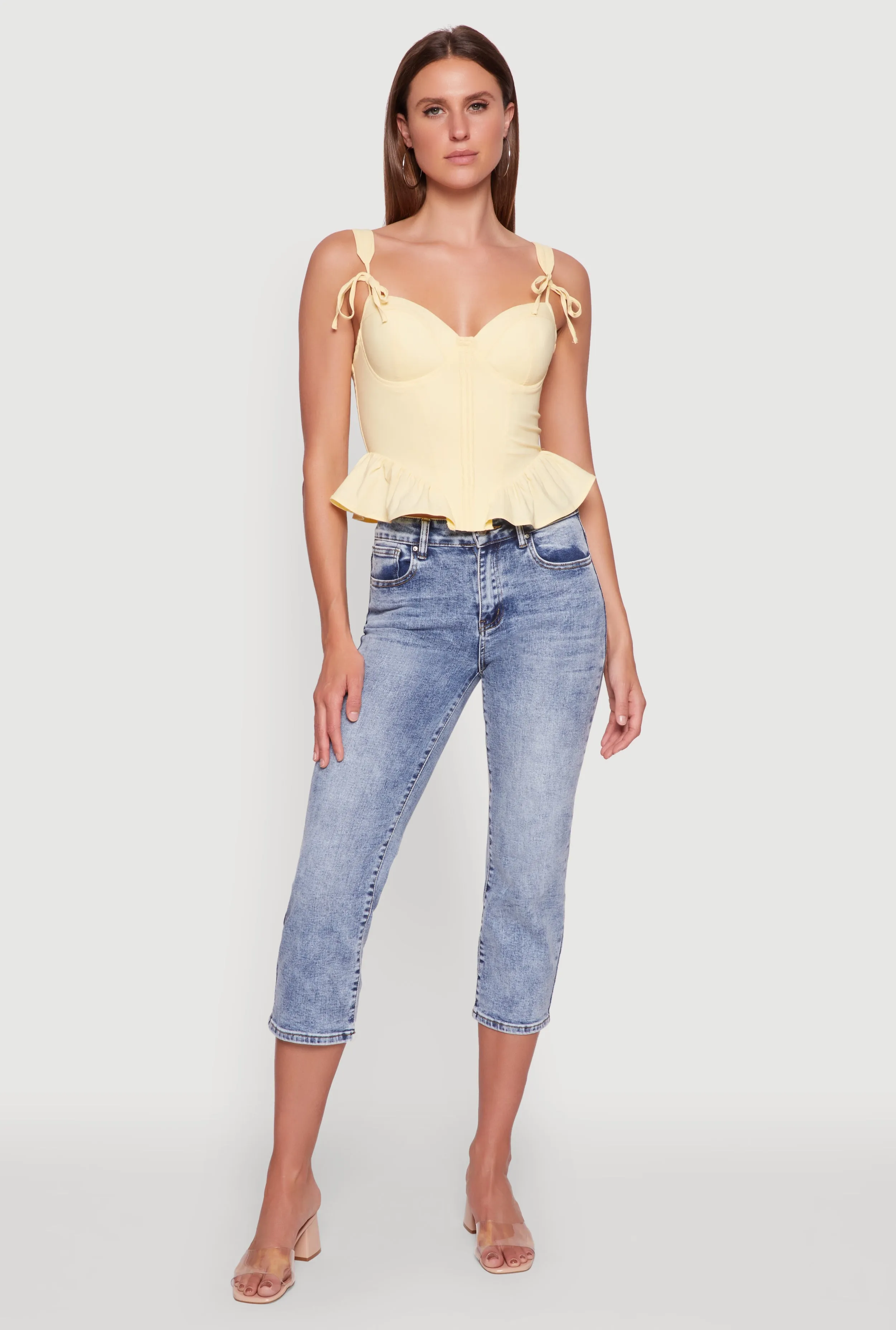 Iris Peplum Bustier Top with Padded Cups and Tie Straps sold by Rainbow