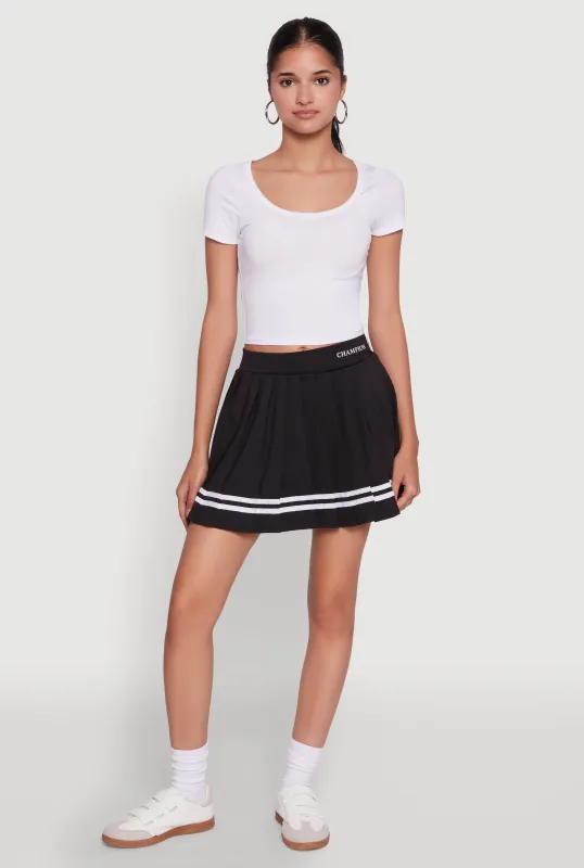 Varsity Stripe Graphic High Waisted Pleated Skirt sold by Rainbow