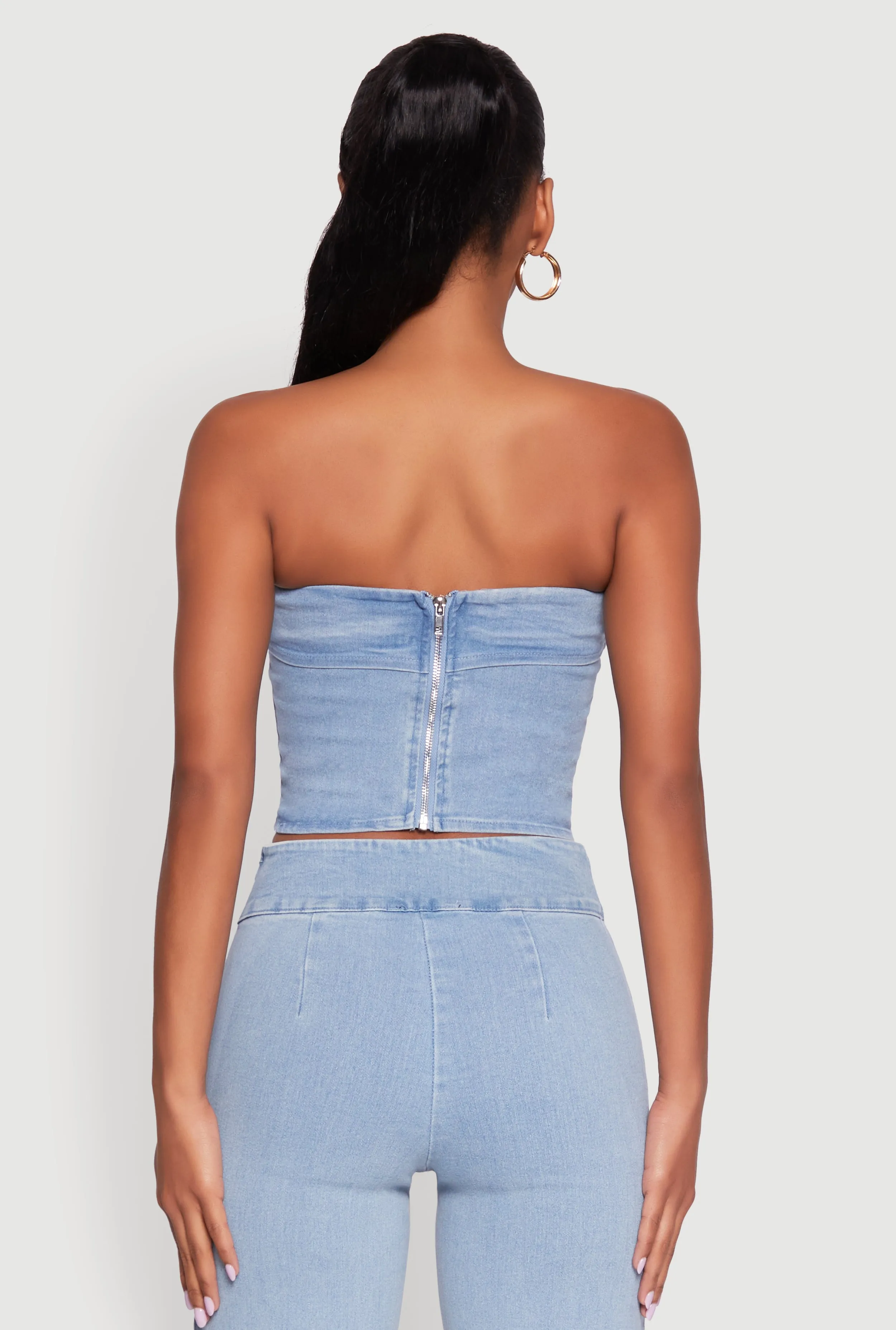 Haute Monde Denim Cropped Tube Top sold by Rainbow product image thumbnail 5