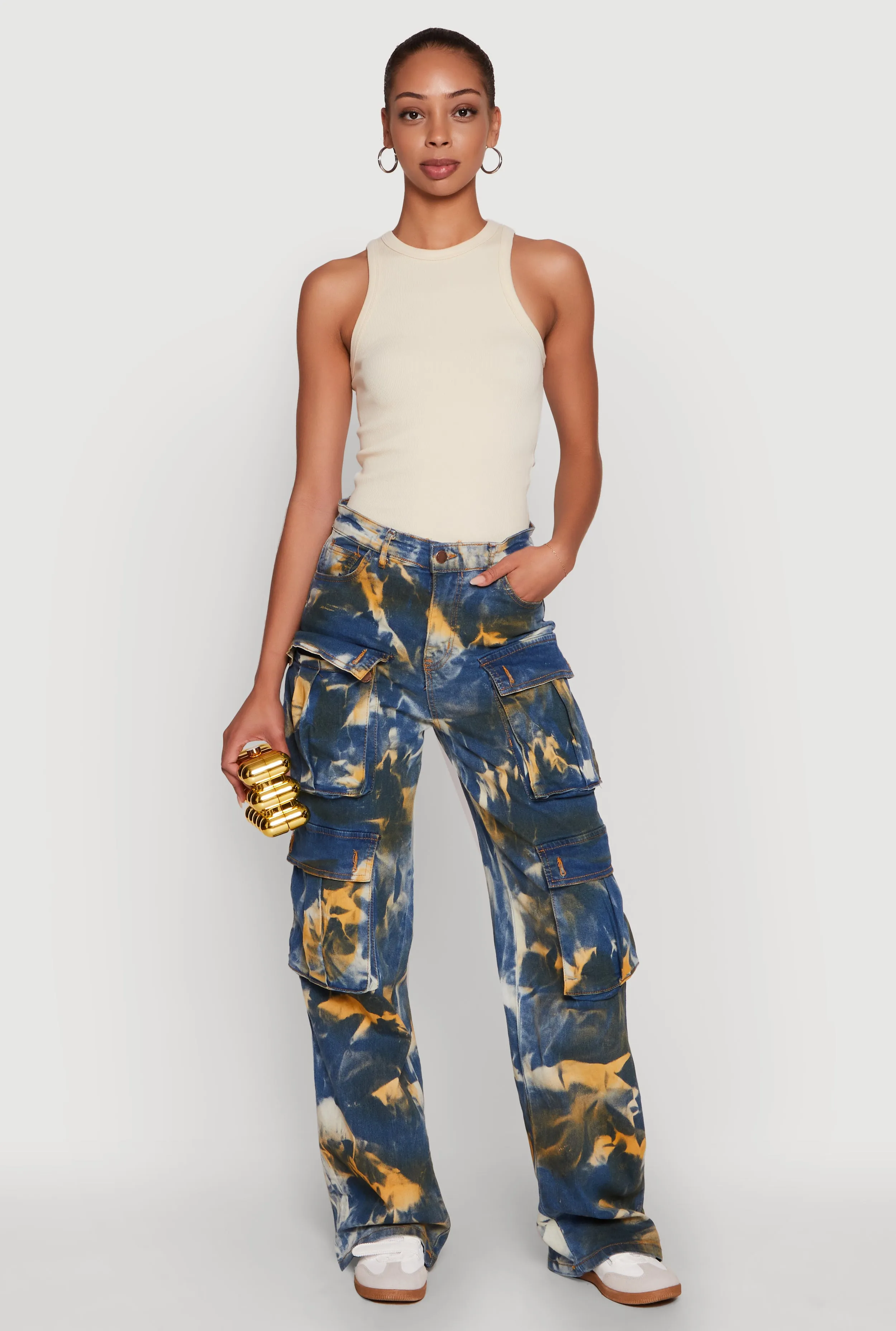 Daisy High Waisted Straight Leg Jeans with Cargo Pockets sold by Rainbow