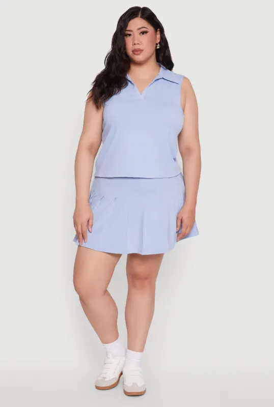 Plus Size Active High Waisted Pleated Skort sold by Rainbow