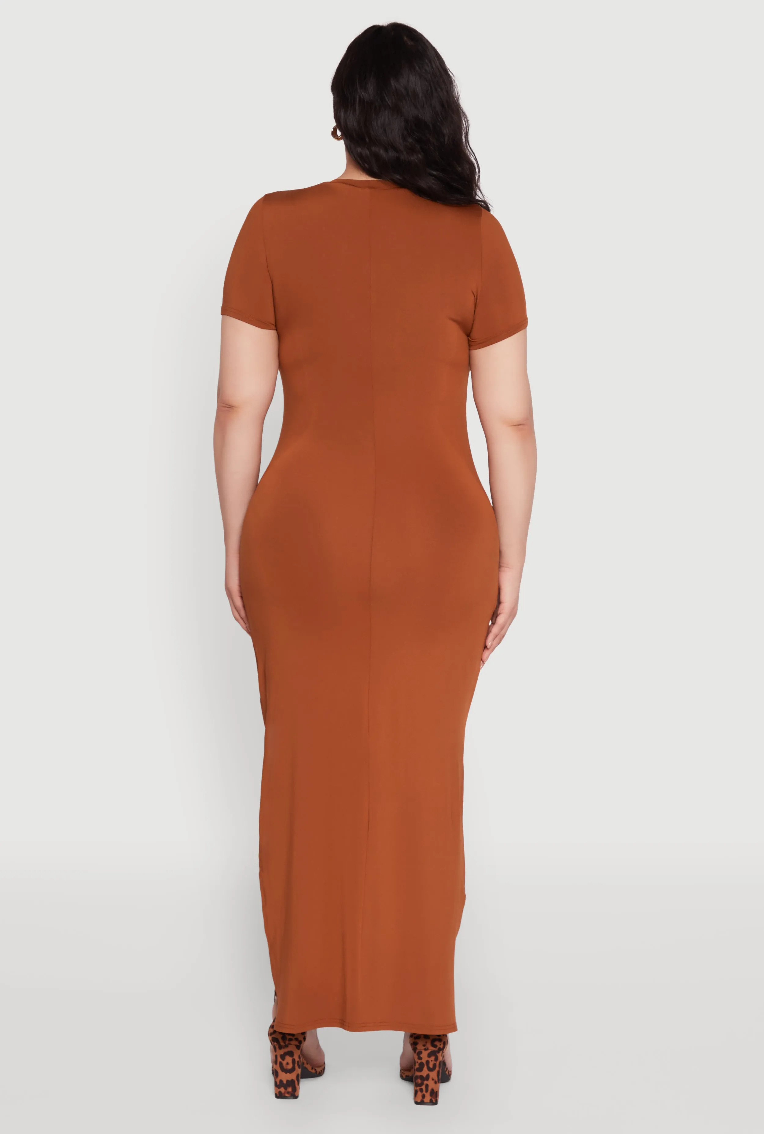 Plus Size Daisy Crew Neck Side Slit T-Shirt Dress sold by Rainbow product image thumbnail 5