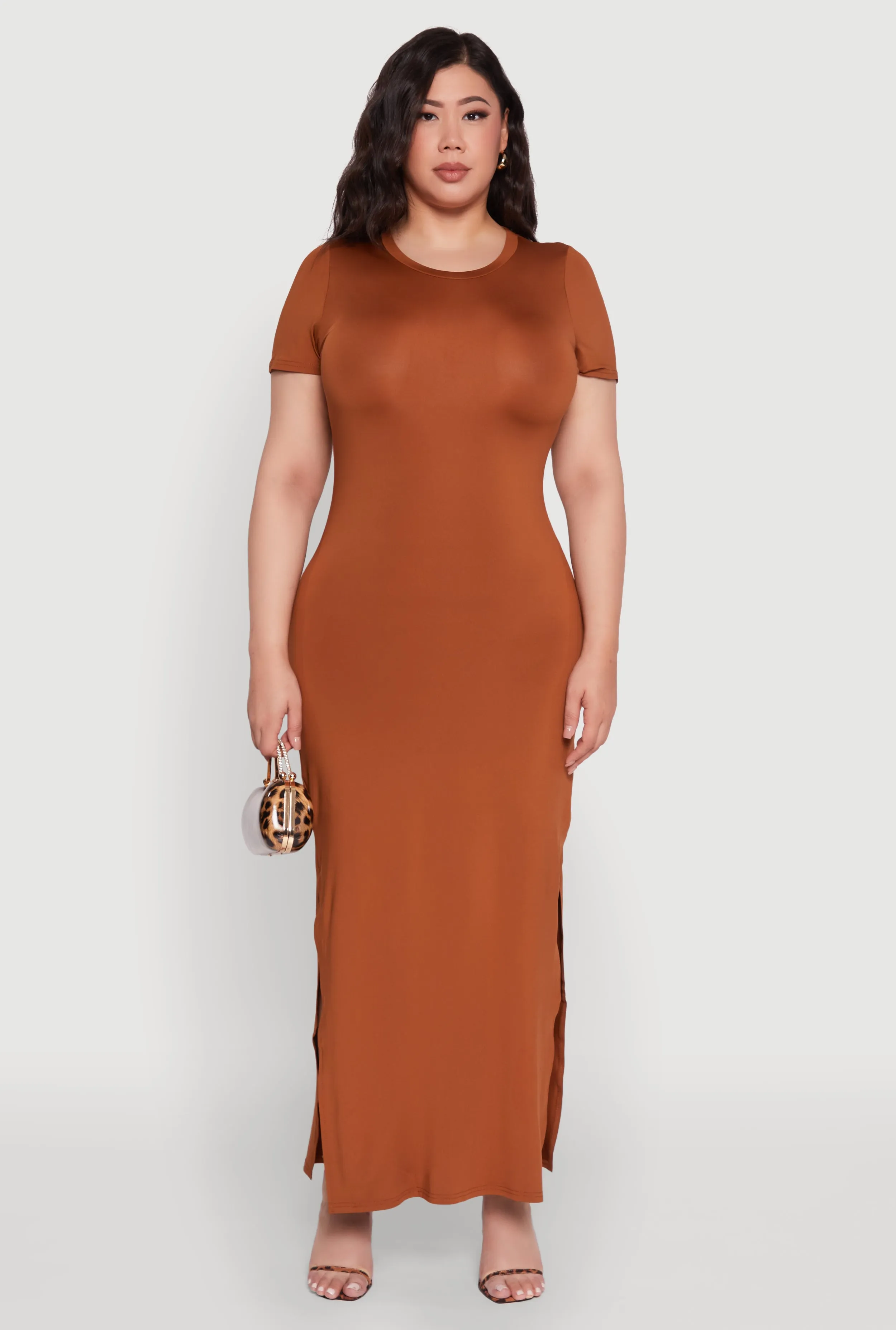 Plus Size Daisy Crew Neck Side Slit T-Shirt Dress sold by Rainbow product image thumbnail 2