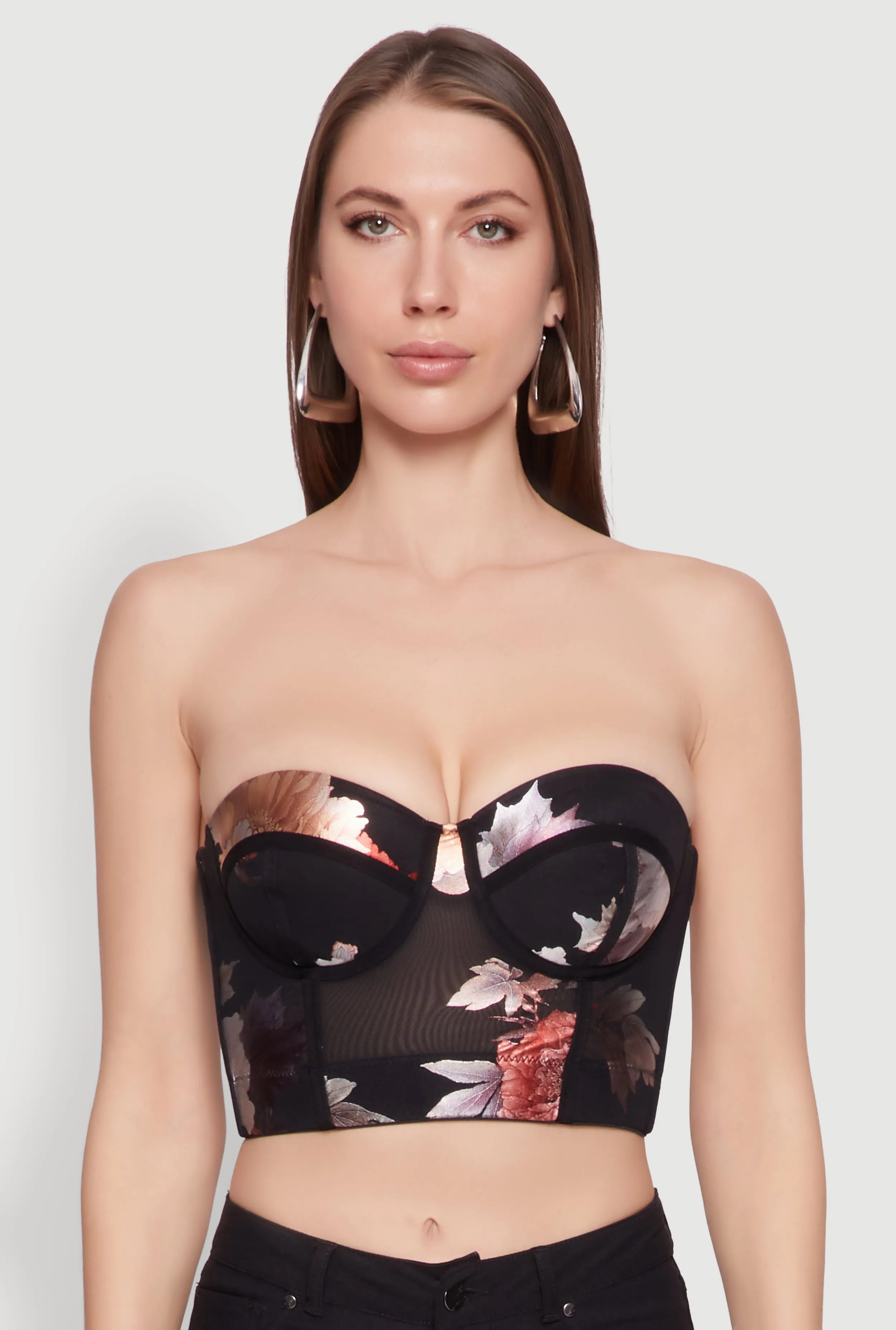 Stylish Floral Mesh Bustier Crop Top sold by Rainbow product image thumbnail 4