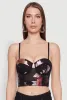 Stylish Floral Mesh Bustier Crop Top sold by Rainbow